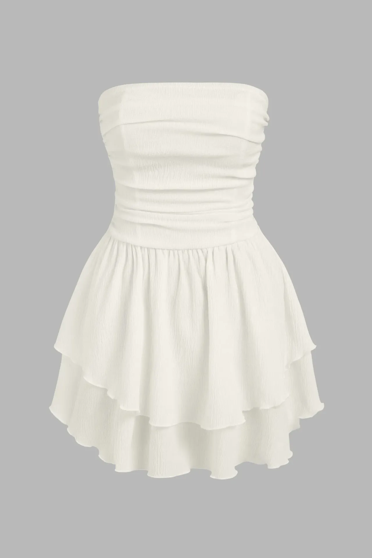Strapless Textured Ruffle Mini Dress