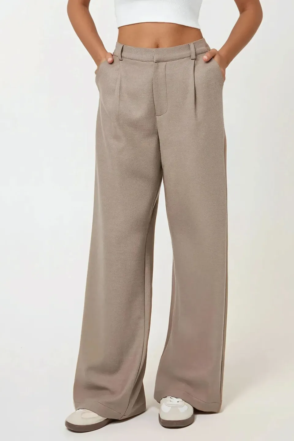 High Waist Pleated Wide Leg Pants