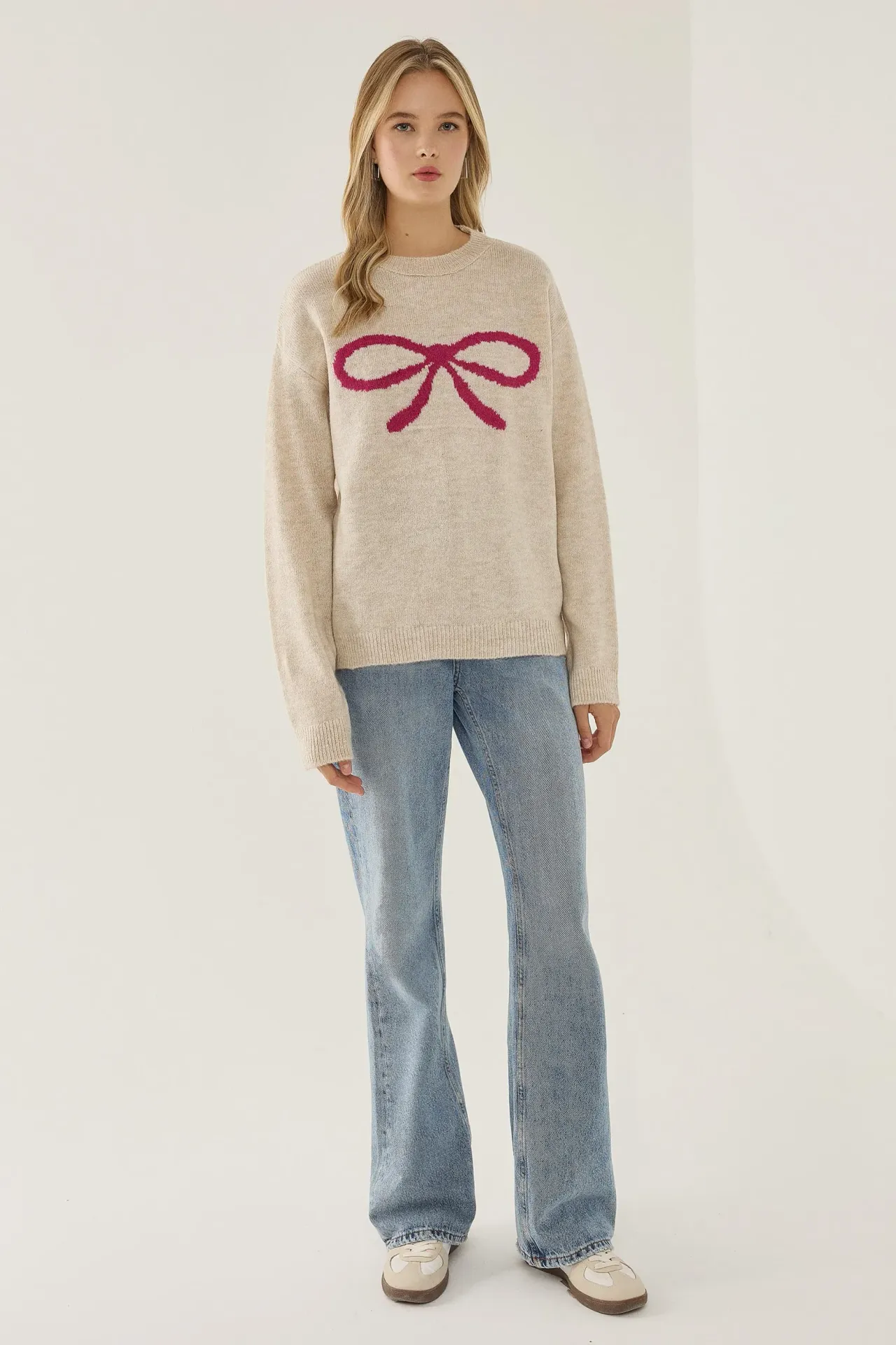 Relaxed Fit Bow Detail Sweater