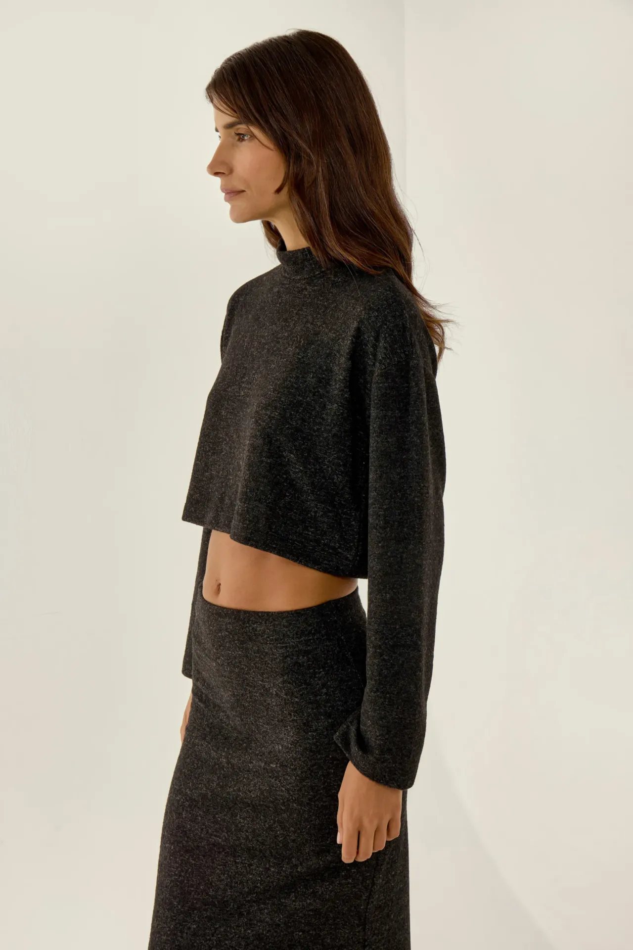 Relaxed Fit Half Turtleneck Crop Blouse