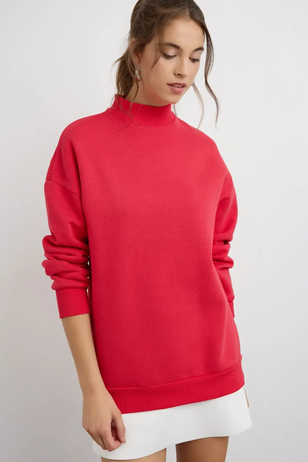 Oversized High-Neck Sweatshirt