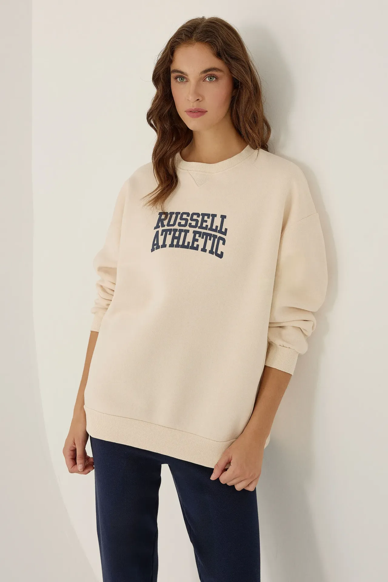 Oversized Printed Crew Neck Sweatshirt