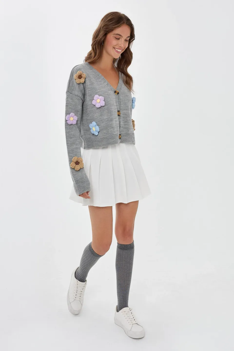 Floral V-Neck Relaxed Fit Cardigan