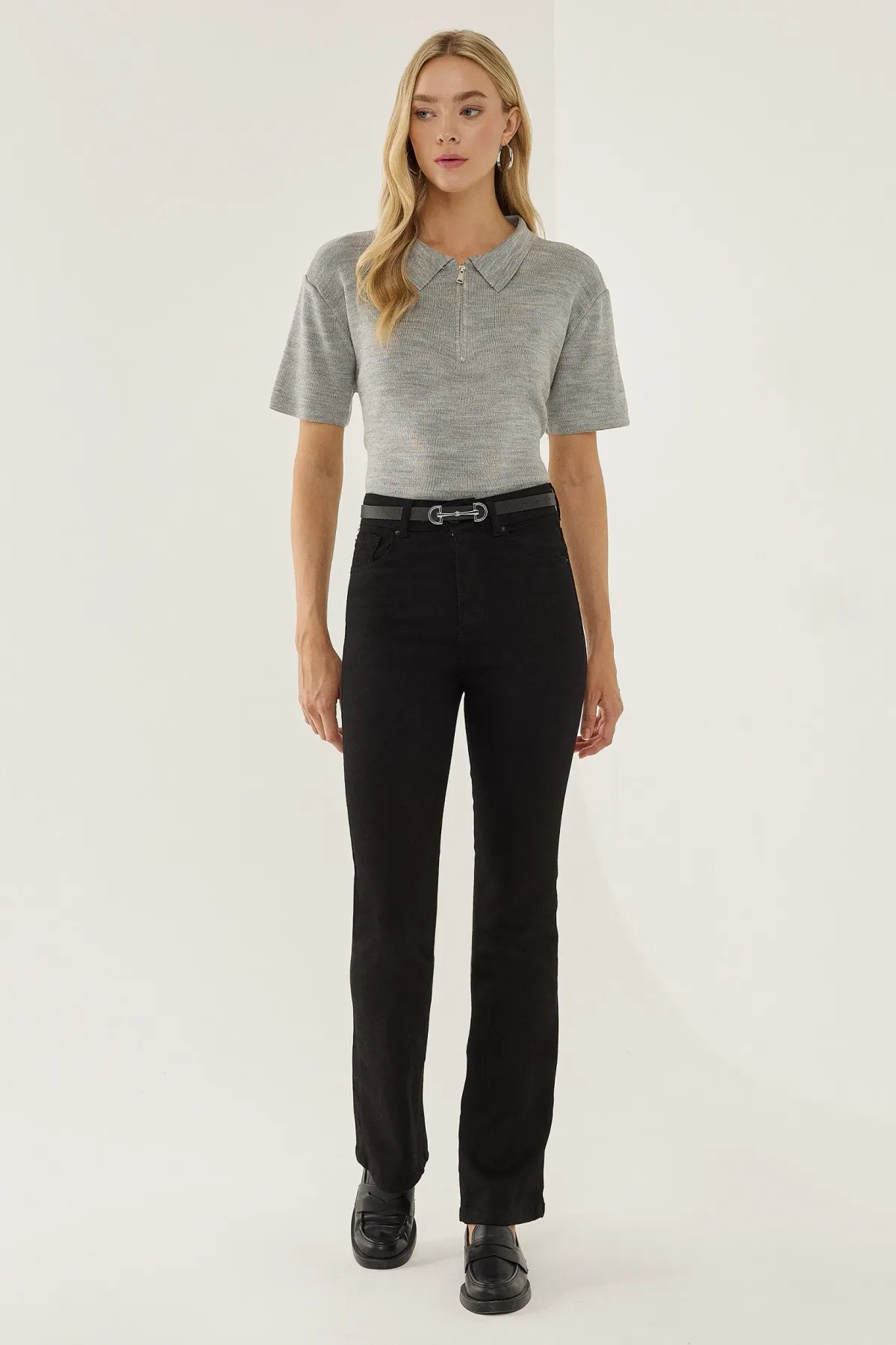 Polo Collar Zippered Sweater 2