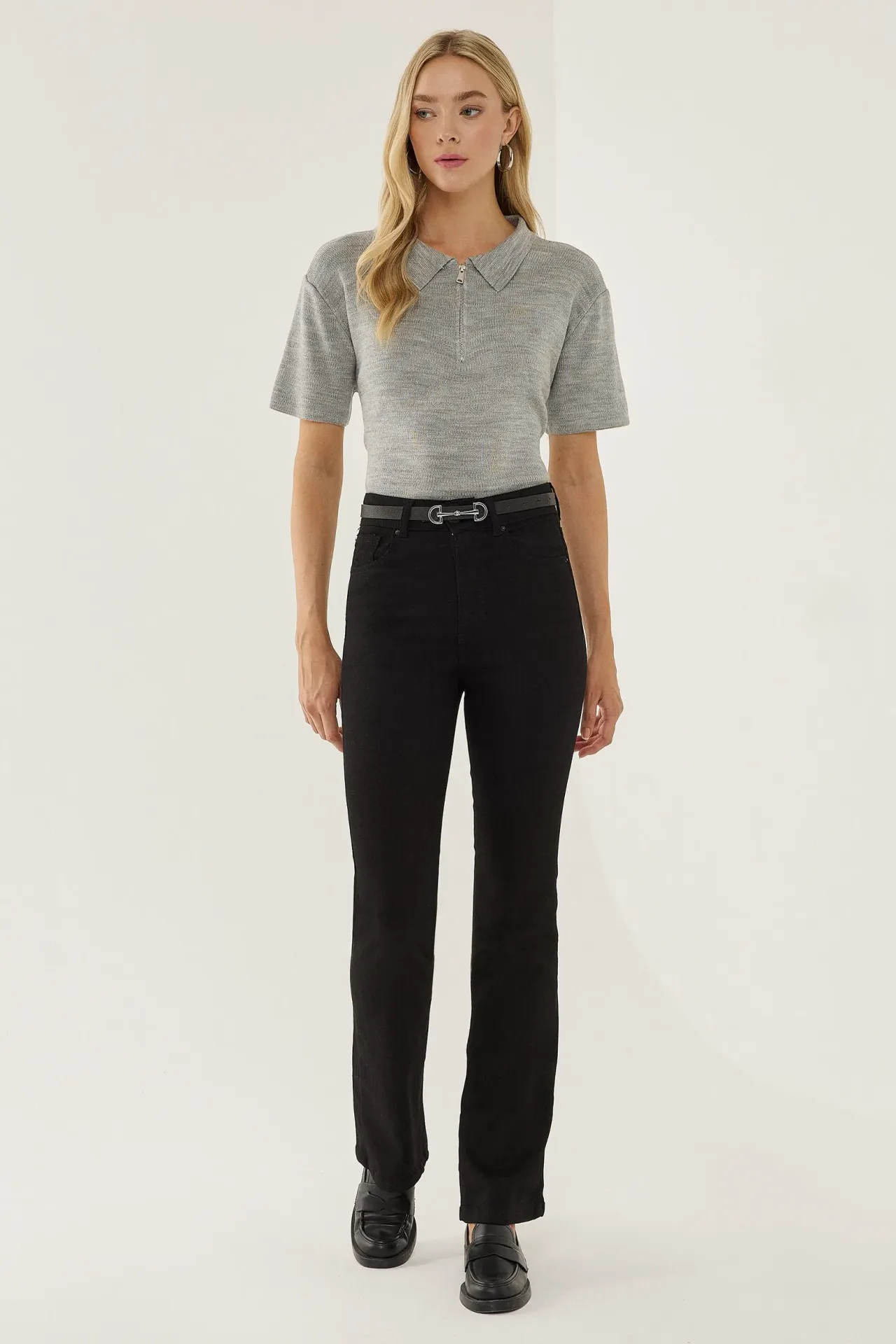 Polo Collar Zippered Sweater