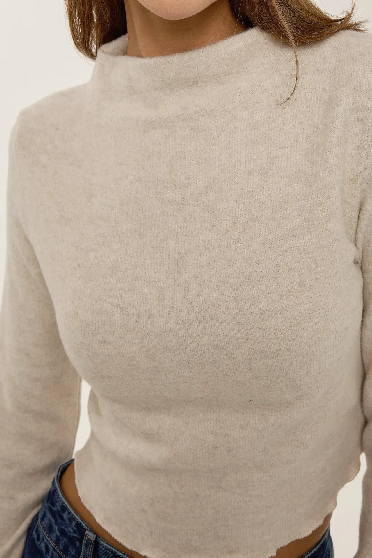 Textured Half Turtleneck Blouse