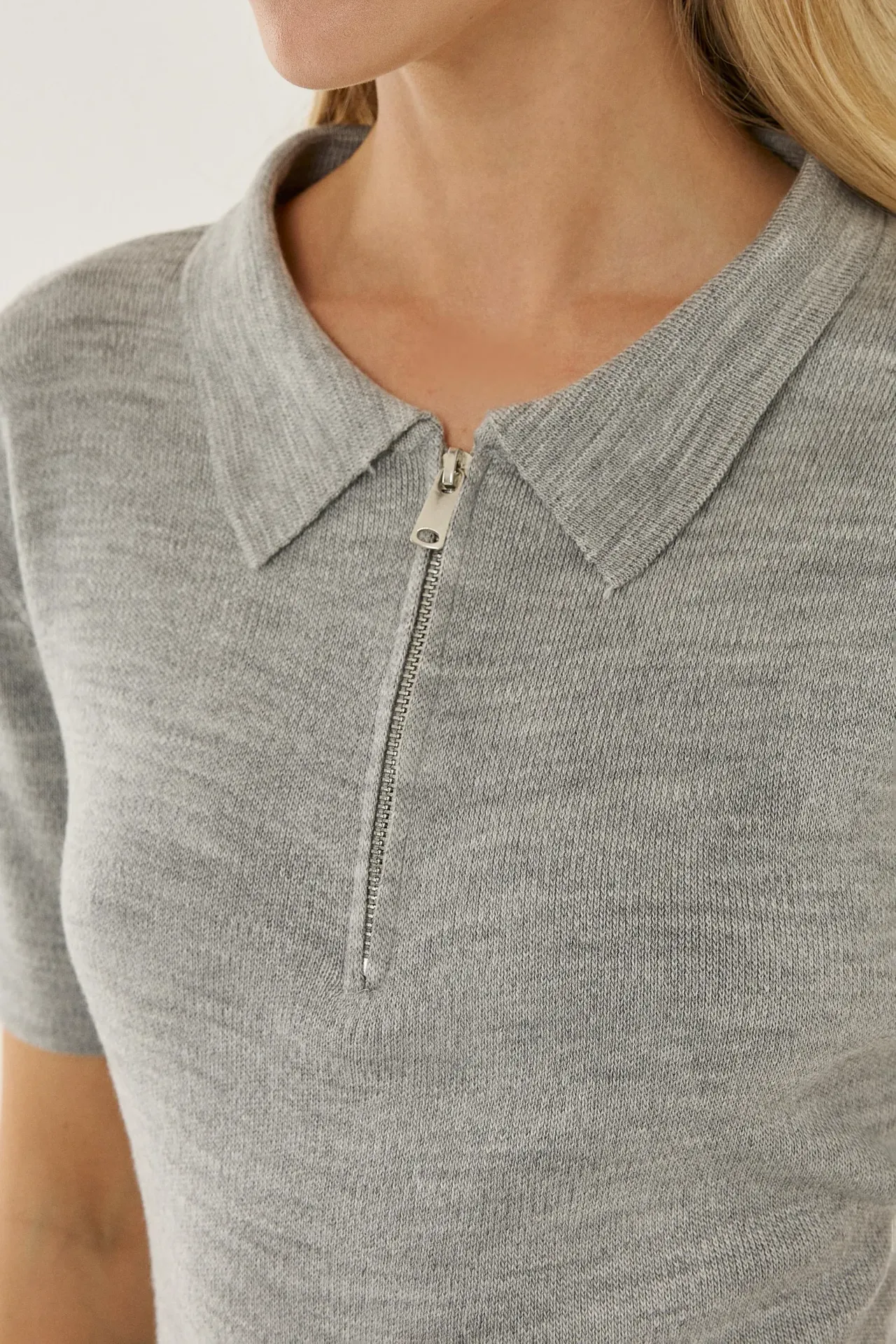 Polo Collar Zippered Sweater