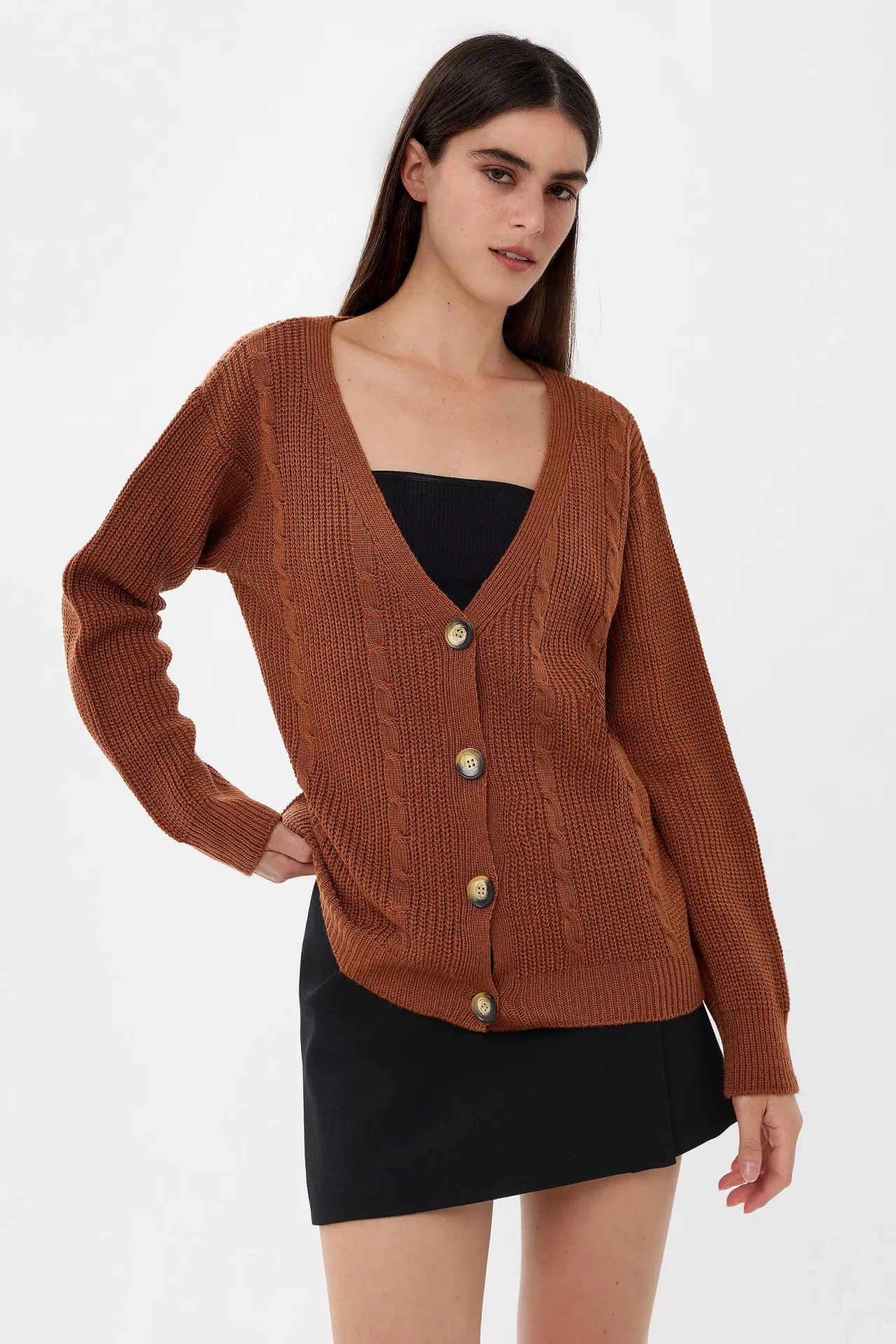 V-Neck Buttoned Cardigan