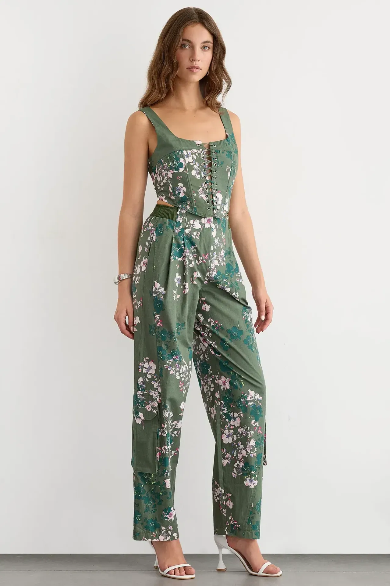 Floral Square Neck Sleeveless Coords Set