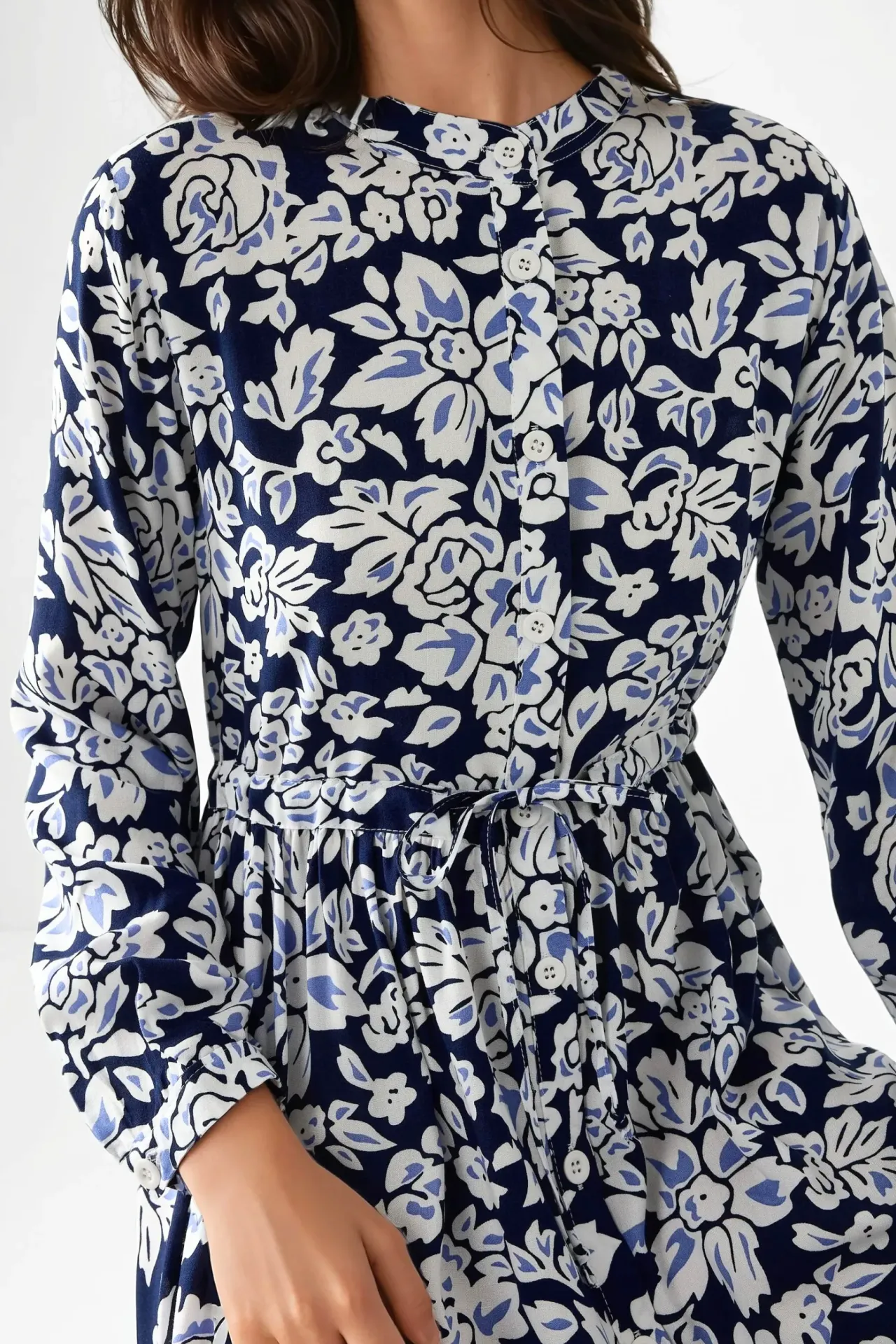 Printed Maxi Dress with Shirt Collar