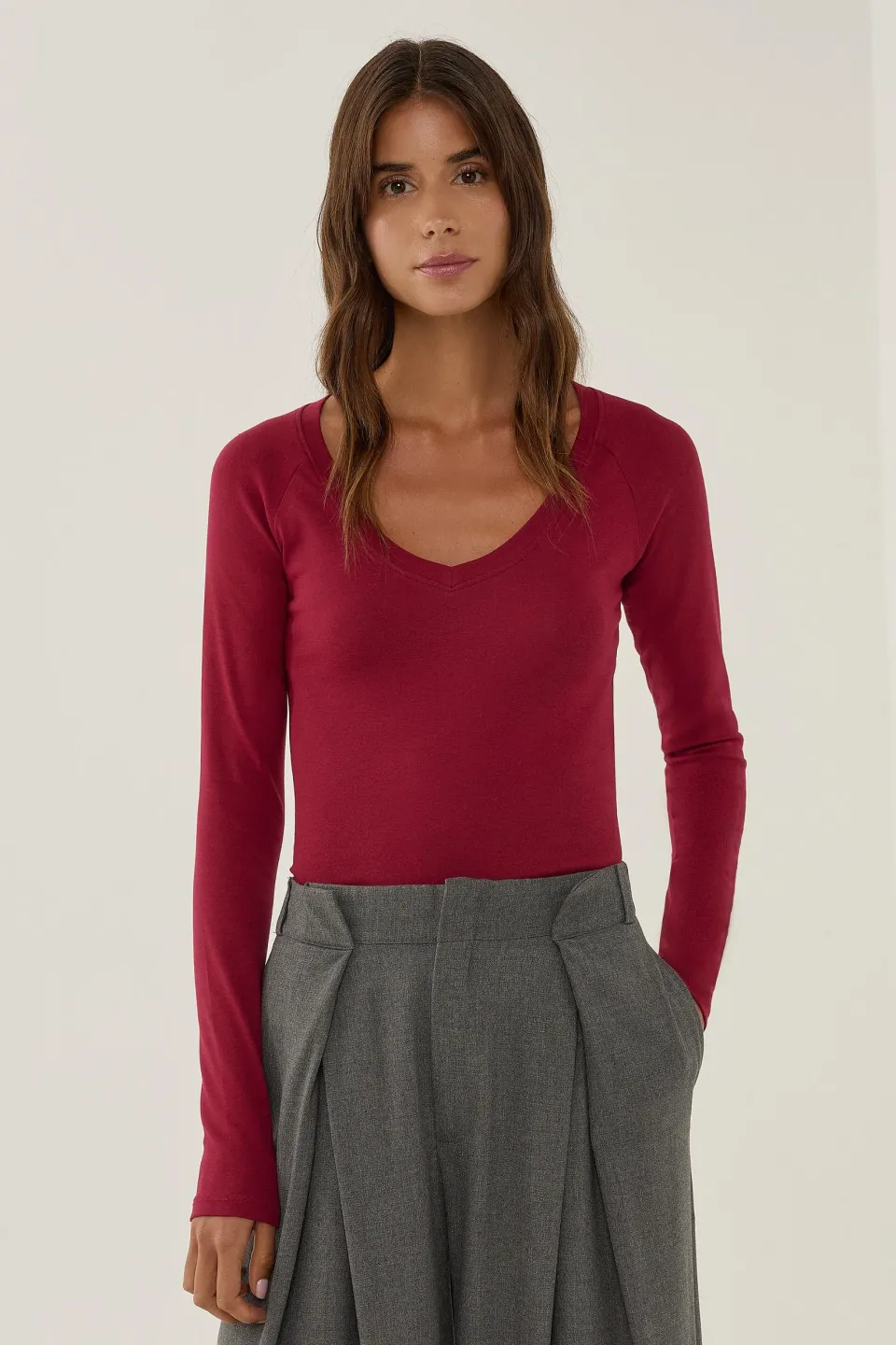 V-Neck Raglan Sleeve Blouse