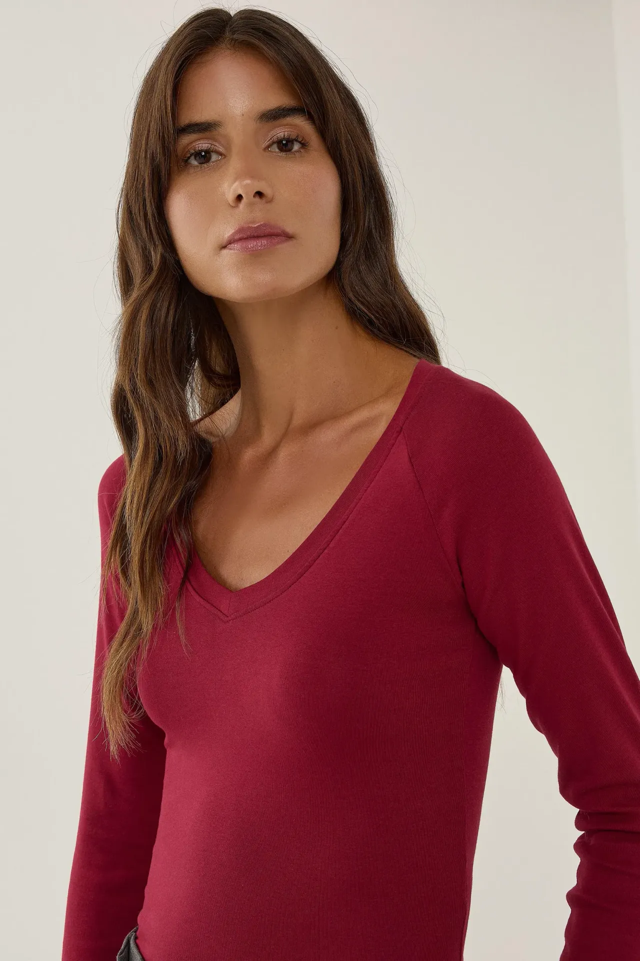 V-Neck Raglan Sleeve Blouse