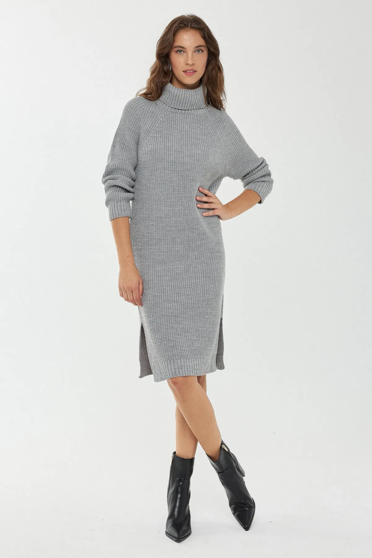 Knitted High-Neck Midi Dress 1