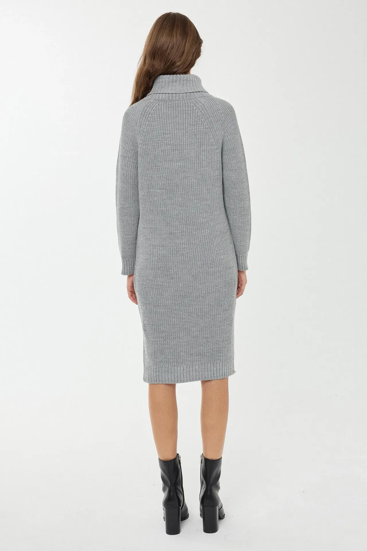Knitted High-Neck Midi Dress