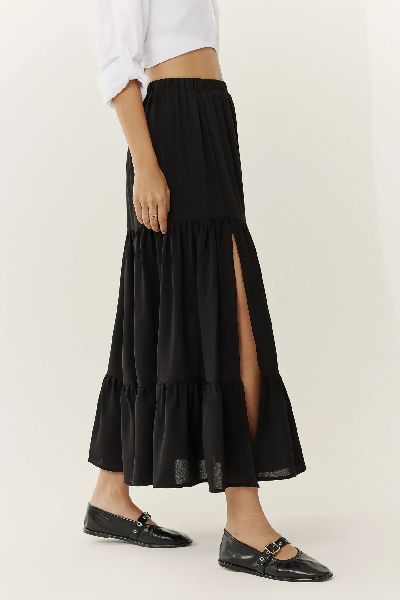 Tiered Maxi Skirt with Elastic Waist