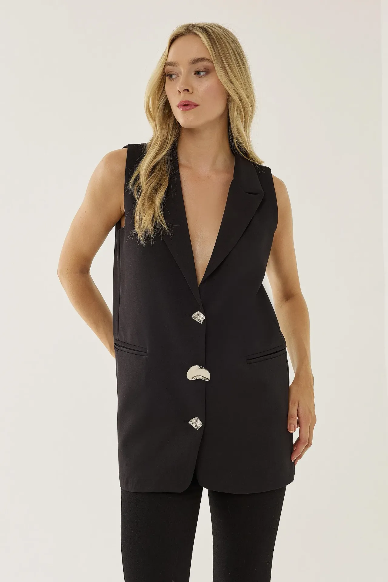 V-Neck Buttoned Waistcoat