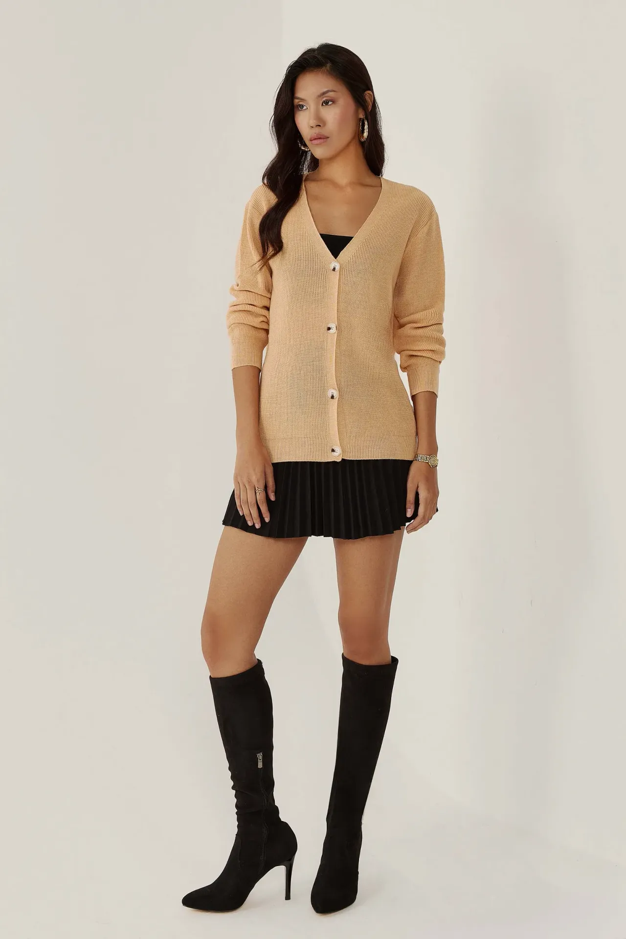 V-Neck Buttoned Cardigan