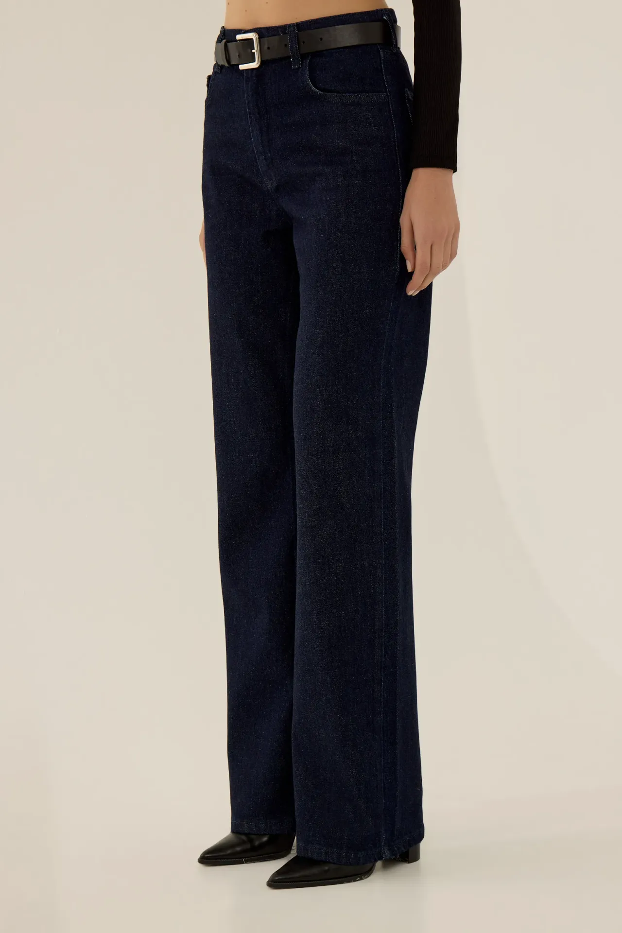 High Waist Straight Fit Denim Jeans