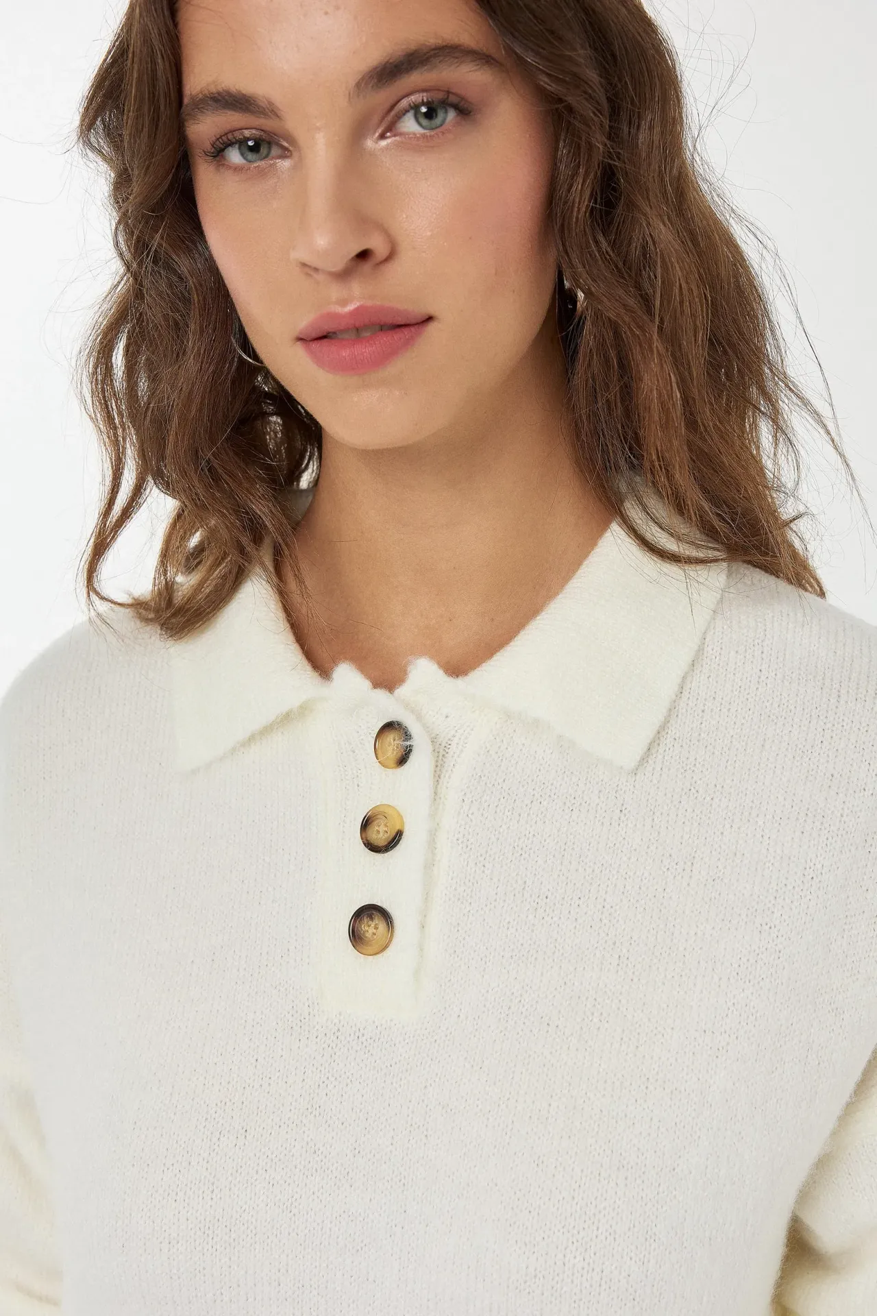 Button Collar Knit Sweater