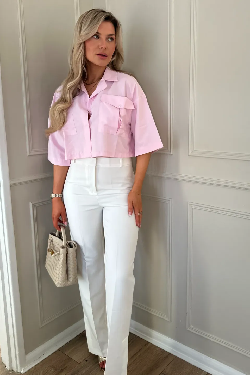 Crop Shirt with a Pocket Detail