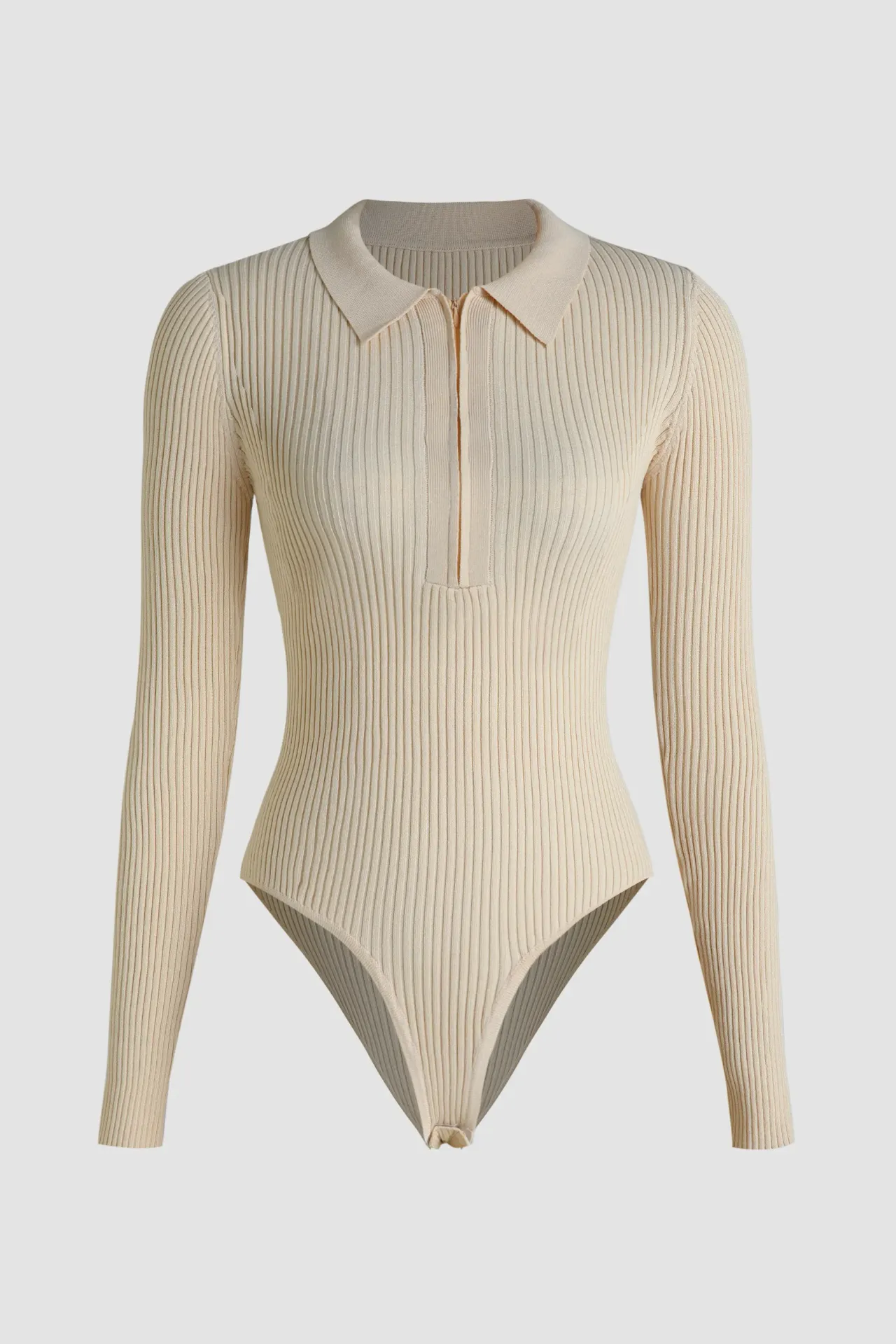 Polo Neck Zipper Bodysuit