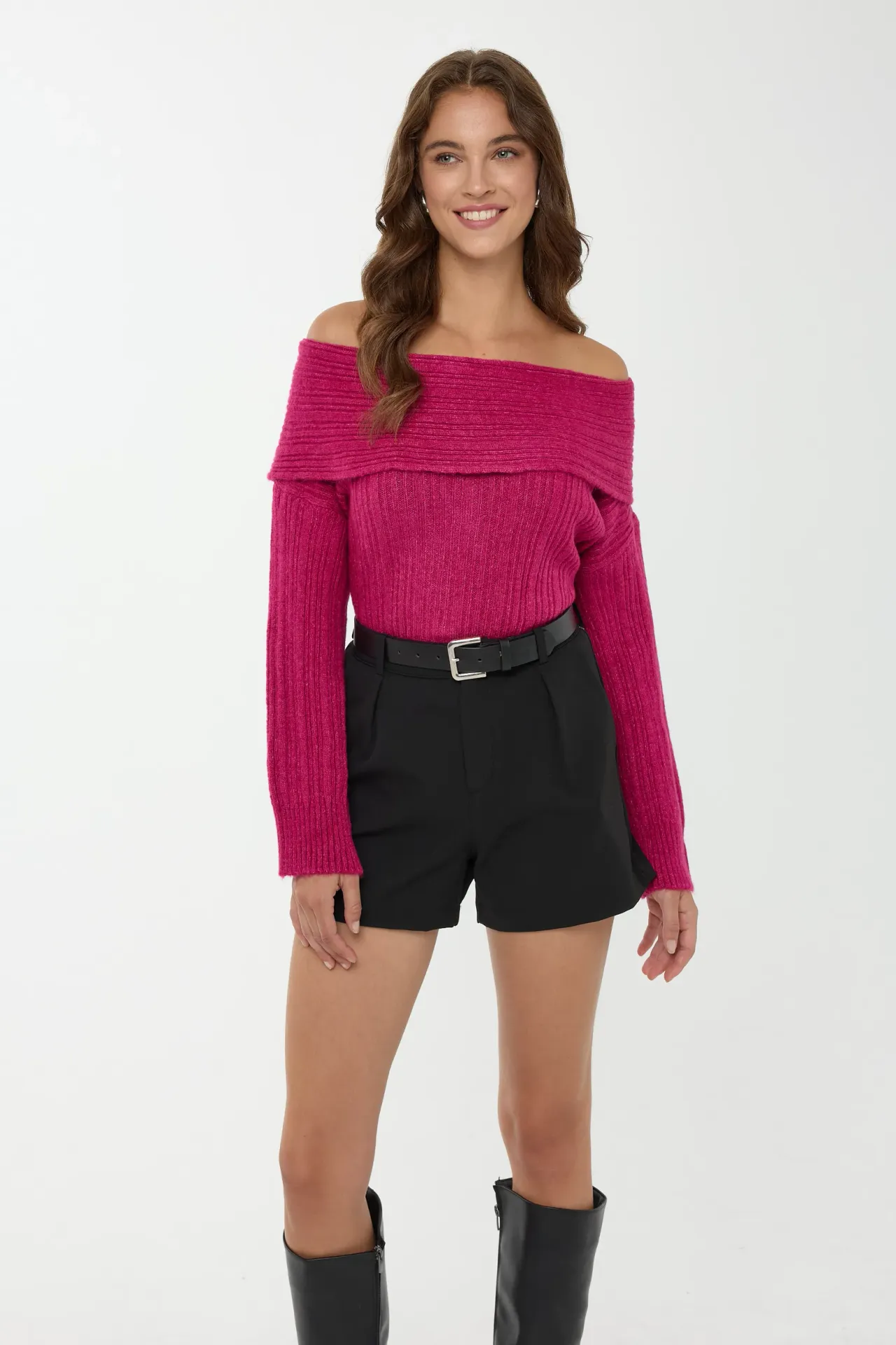 Carmen Collar Off Shoulder Sweater