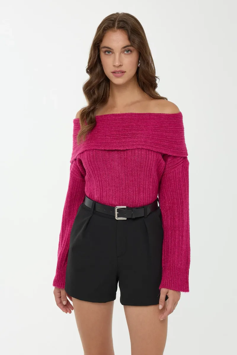Carmen Collar Off Shoulder Sweater 1