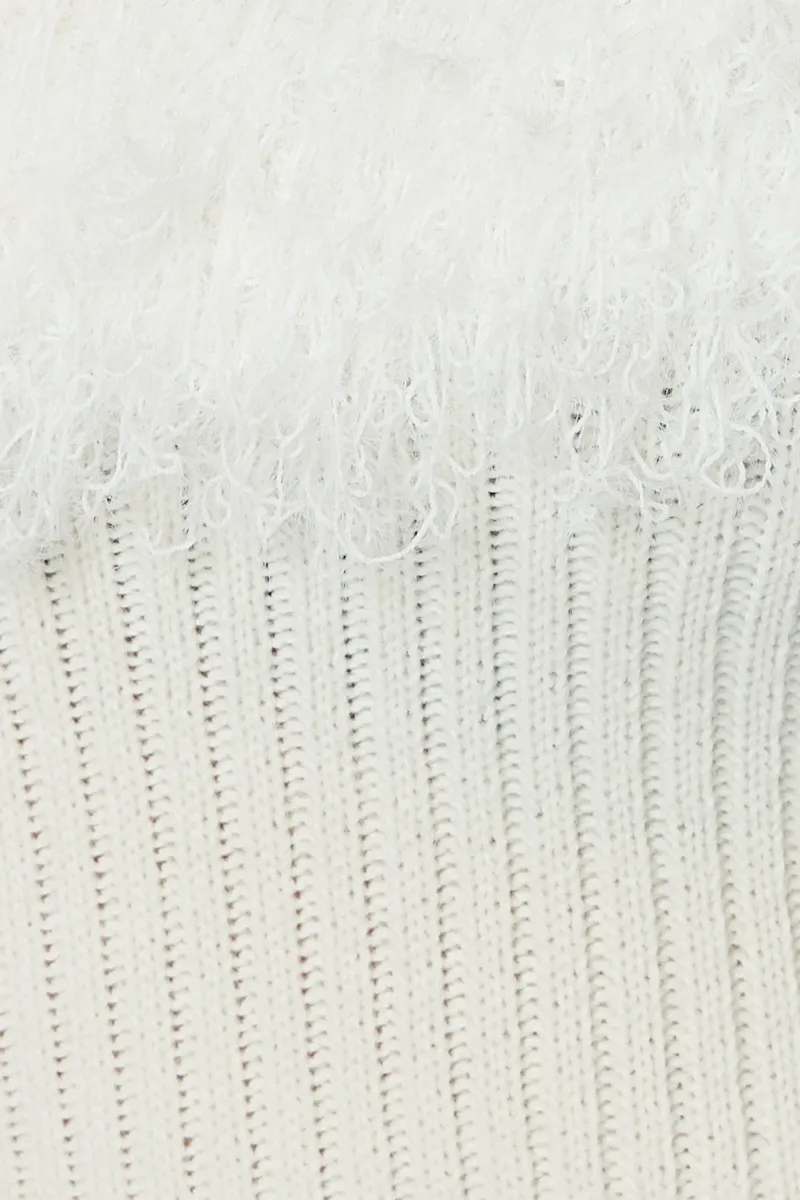 Slim Fit Square Neck Ribbed Knit Top with Fringe Detail 5