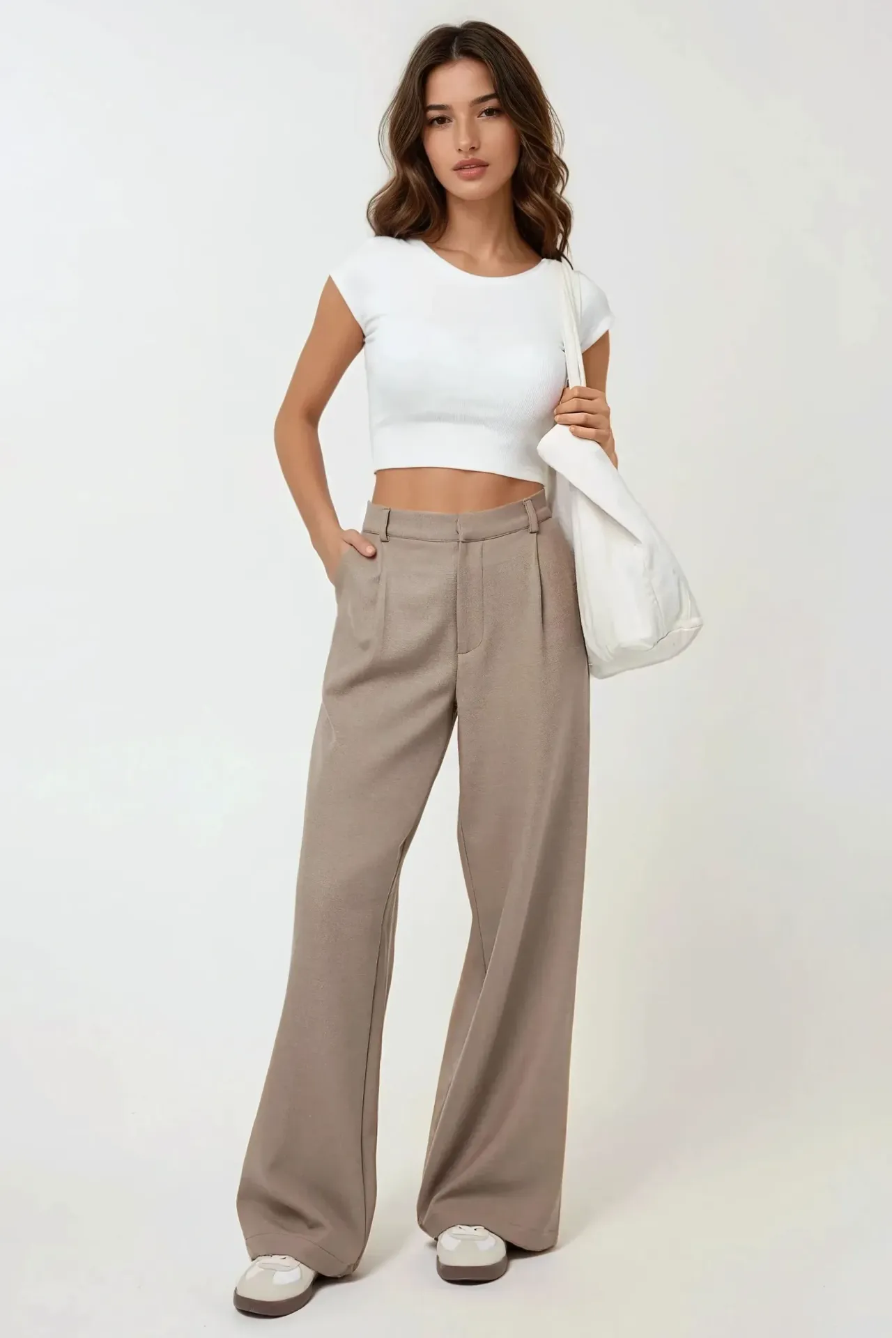 High Waist Pleated Wide Leg Pants