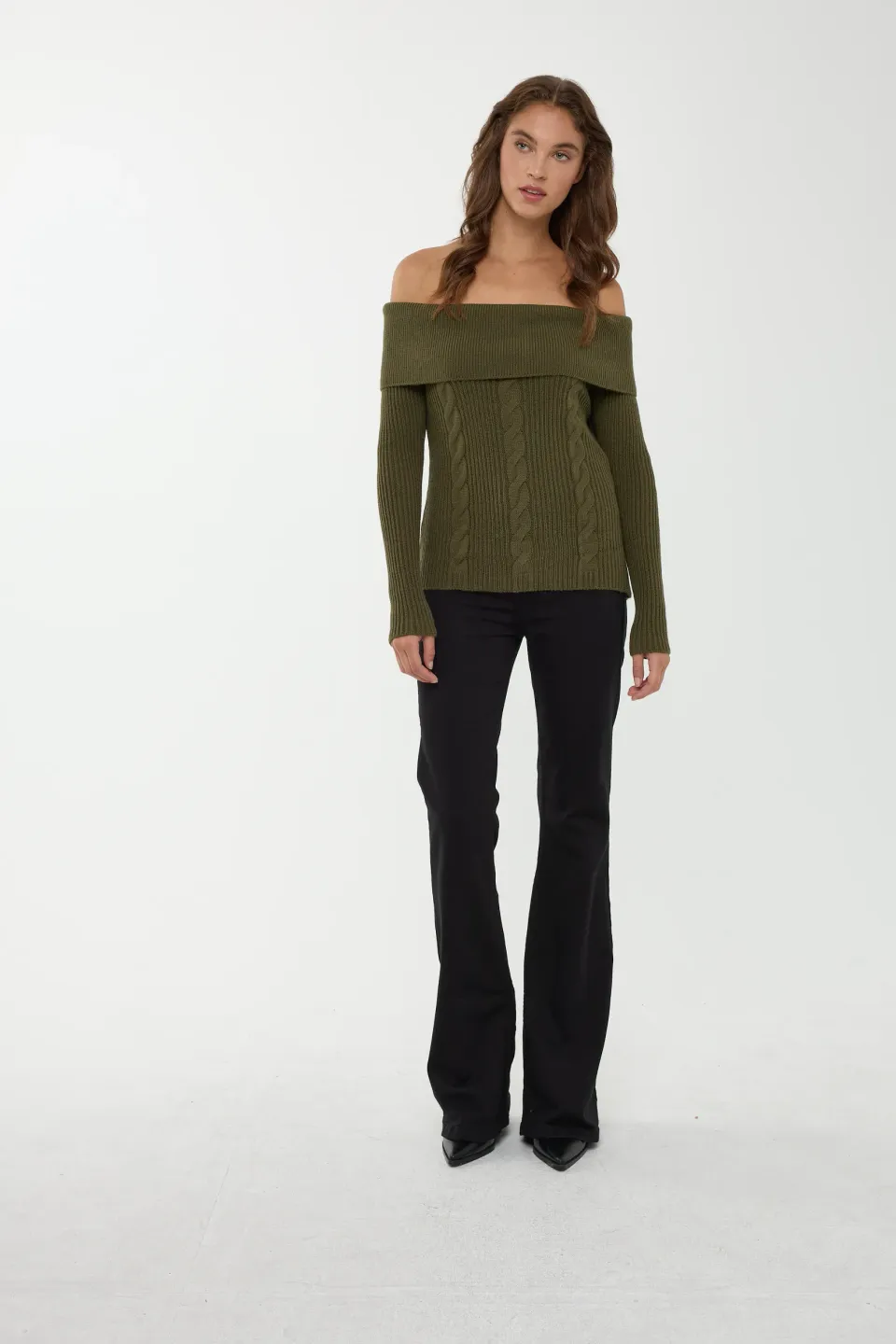 Off Shoulder Knitted Sweater