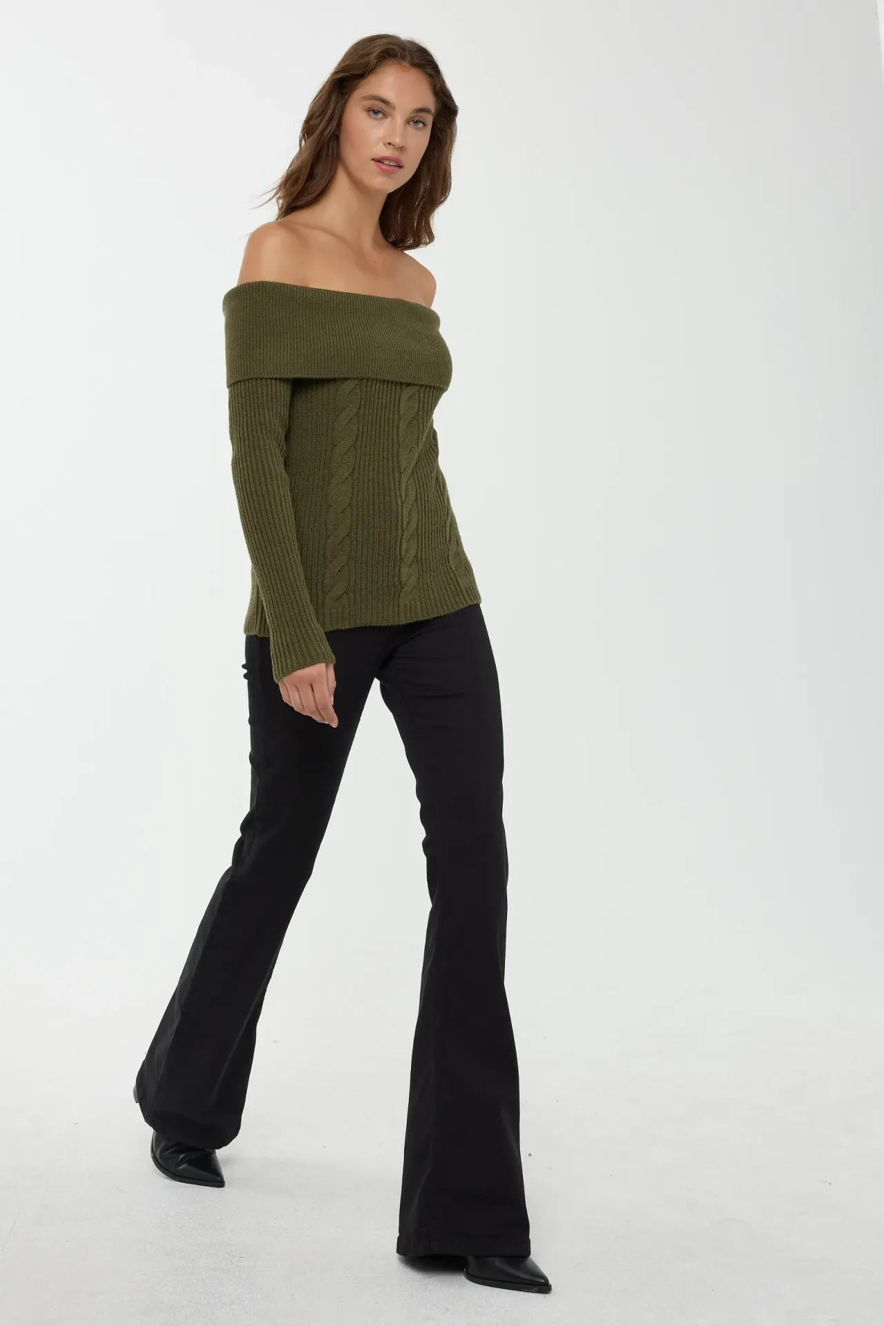 Off Shoulder Knitted Sweater