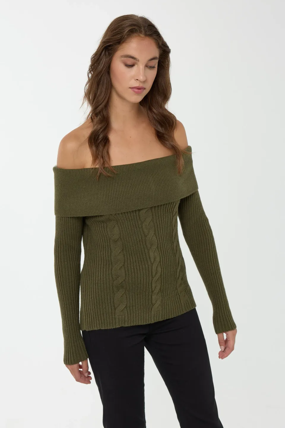 Off Shoulder Knitted Sweater