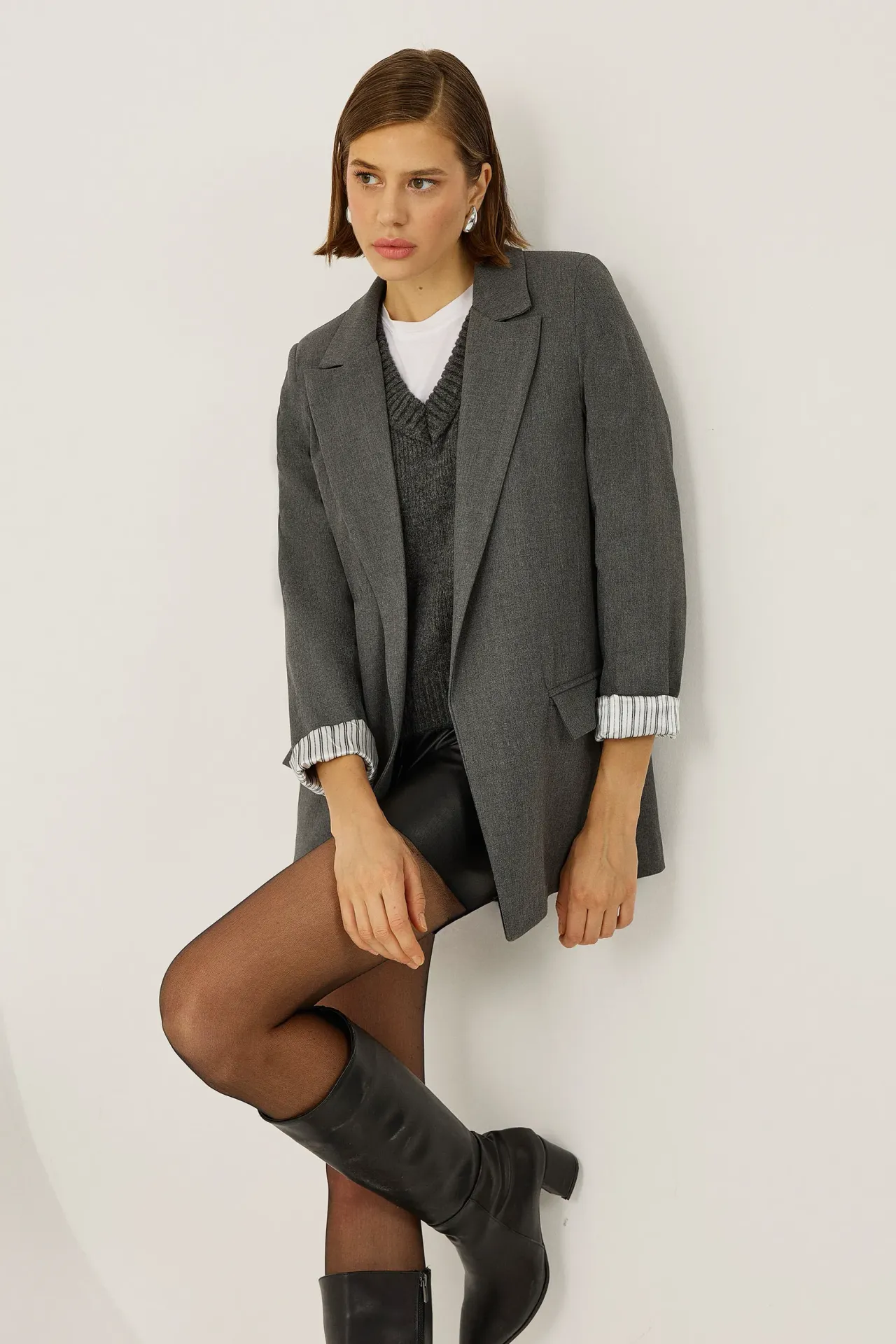 Oversized Blazer with Lining Detail 