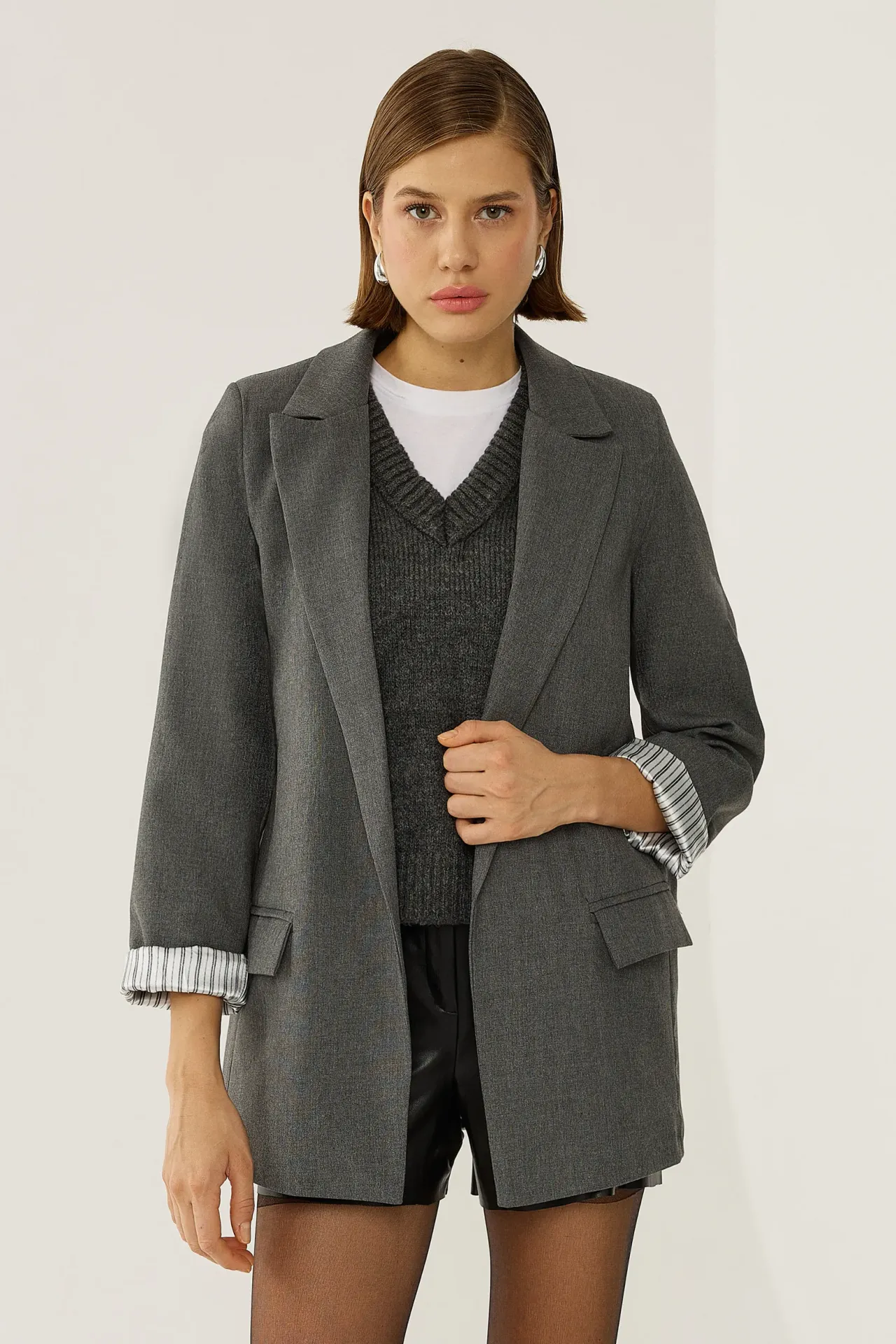 Oversized Blazer with Lining Detail 