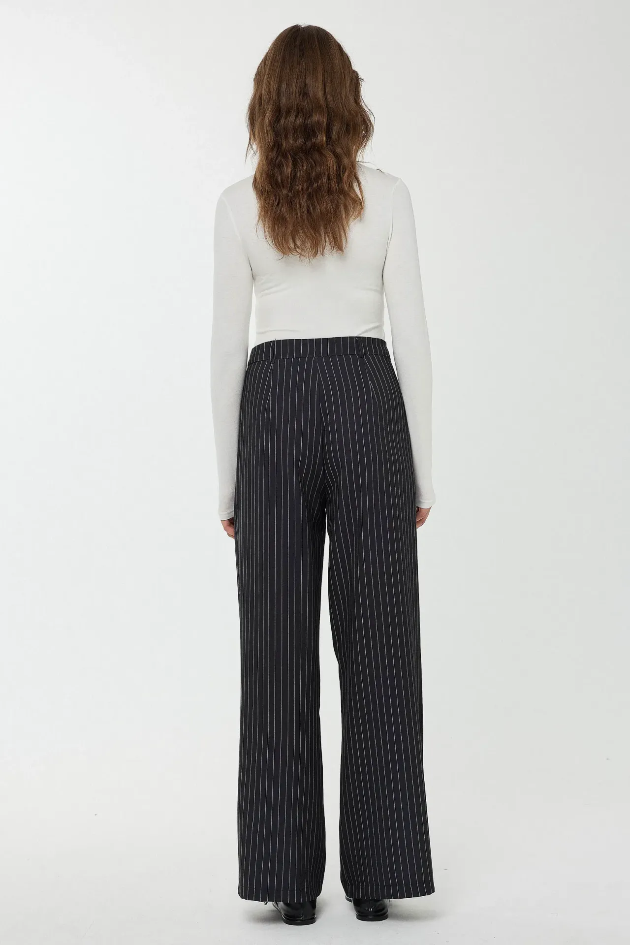 High Waist Striped Straight Leg Pants