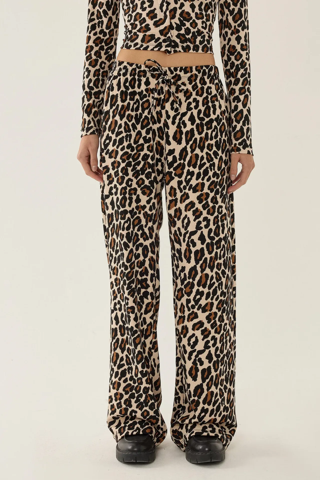 Leopard Print Straight Leg Pants