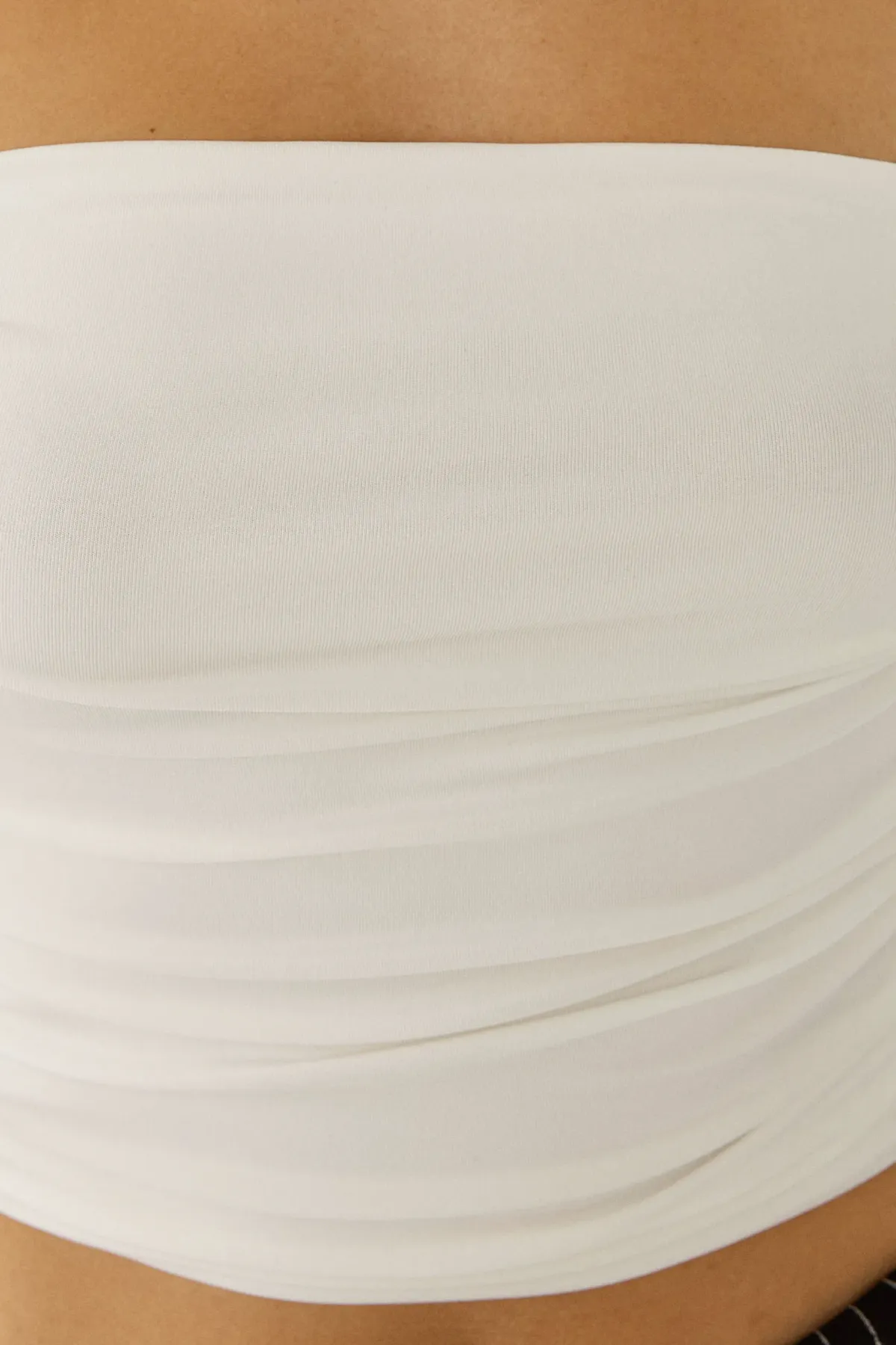 Strapless Ruffle Drape Crop Top 6