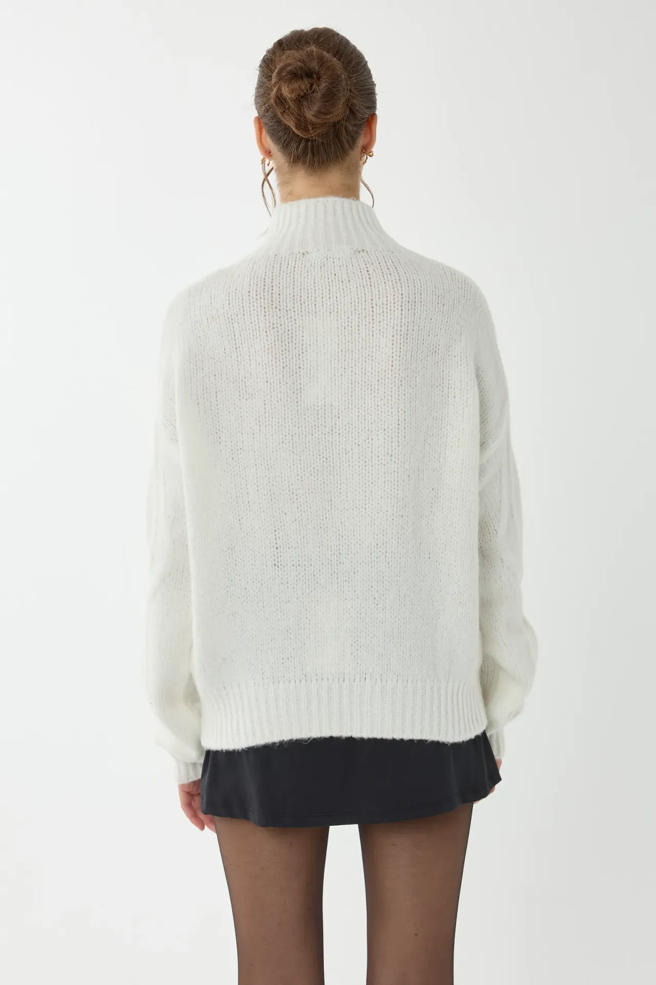 Textured Oversized High-Neck Sweater