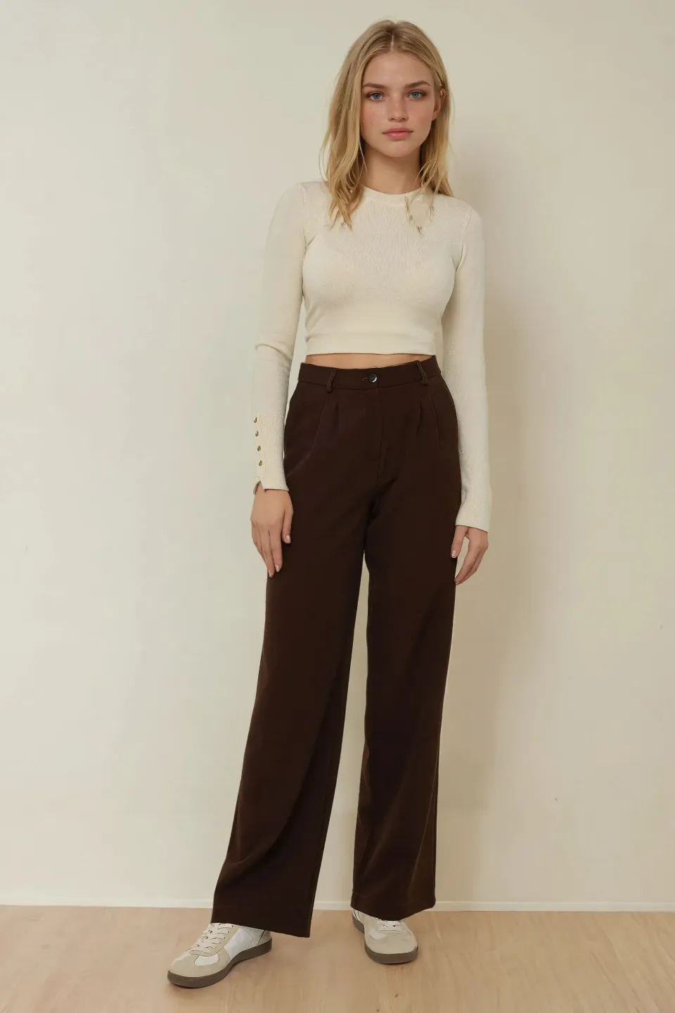 Wide Leg Casual Trousers