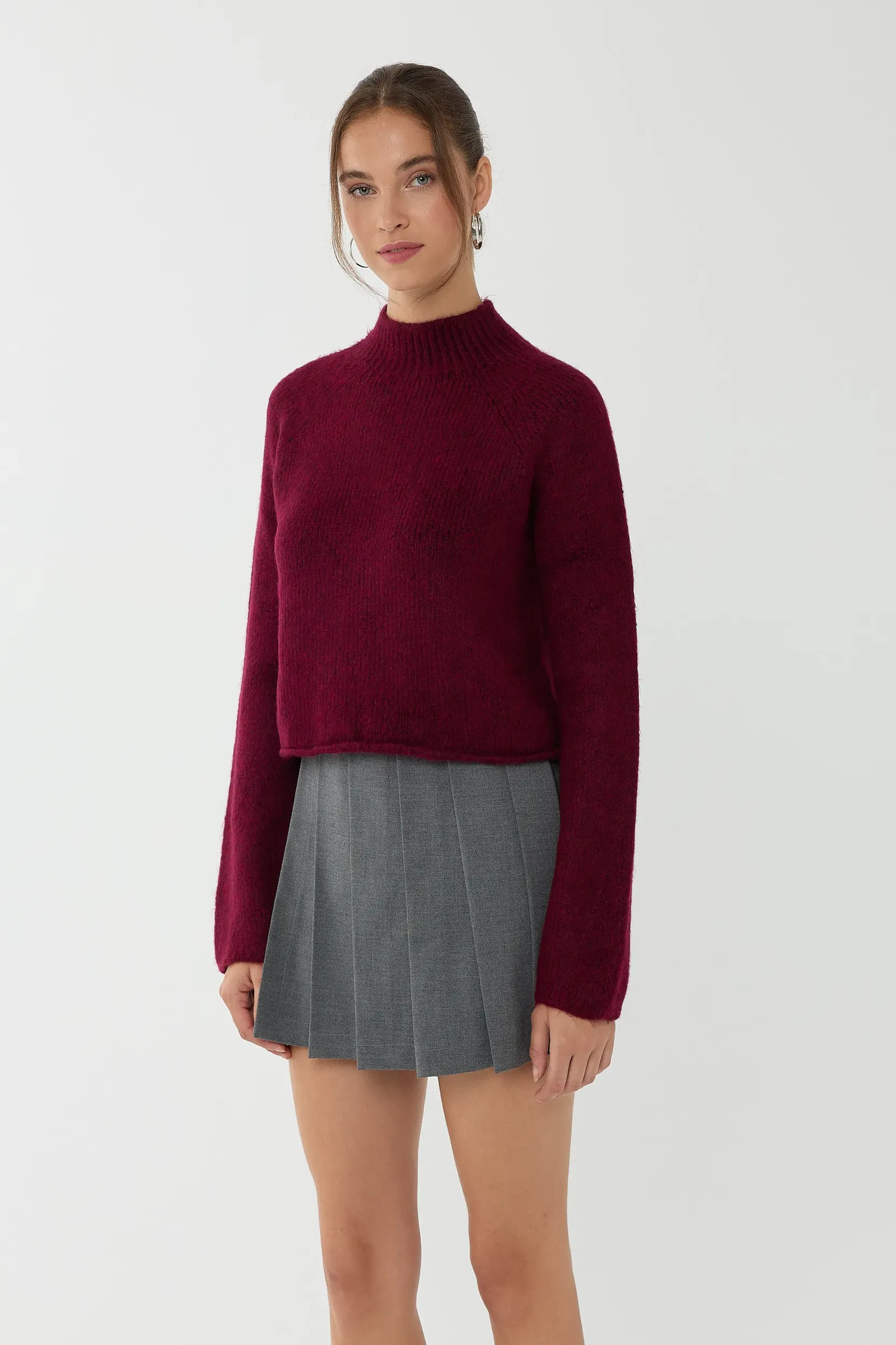 Red Half Turtleneck Sweater Women