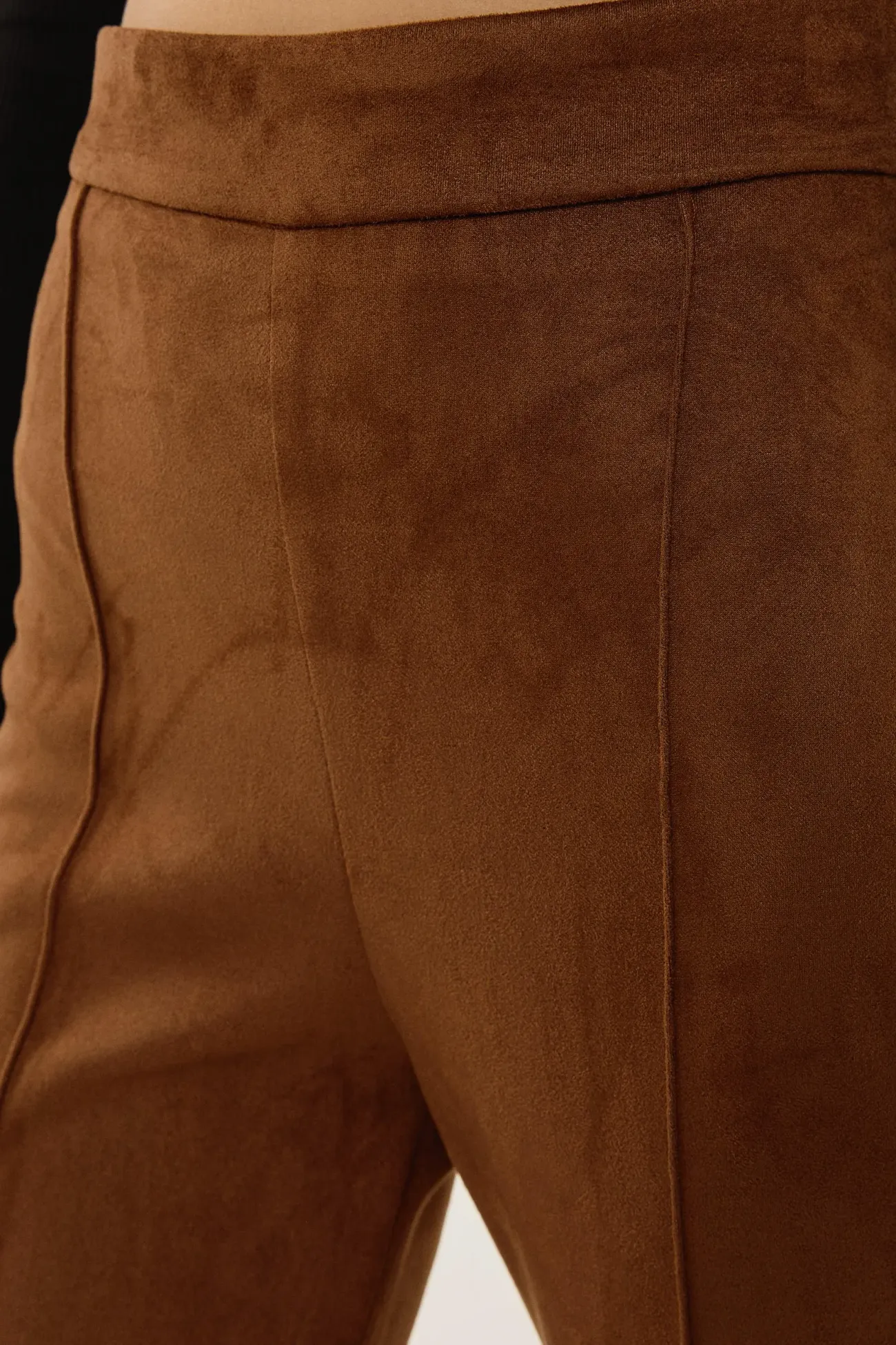 High Waist Suede Wide Leg Pants with Pintuck 5