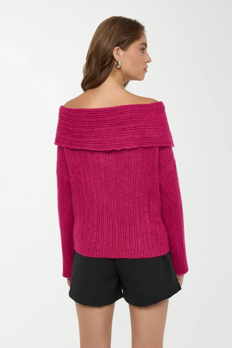 Carmen Collar Off Shoulder Sweater 4