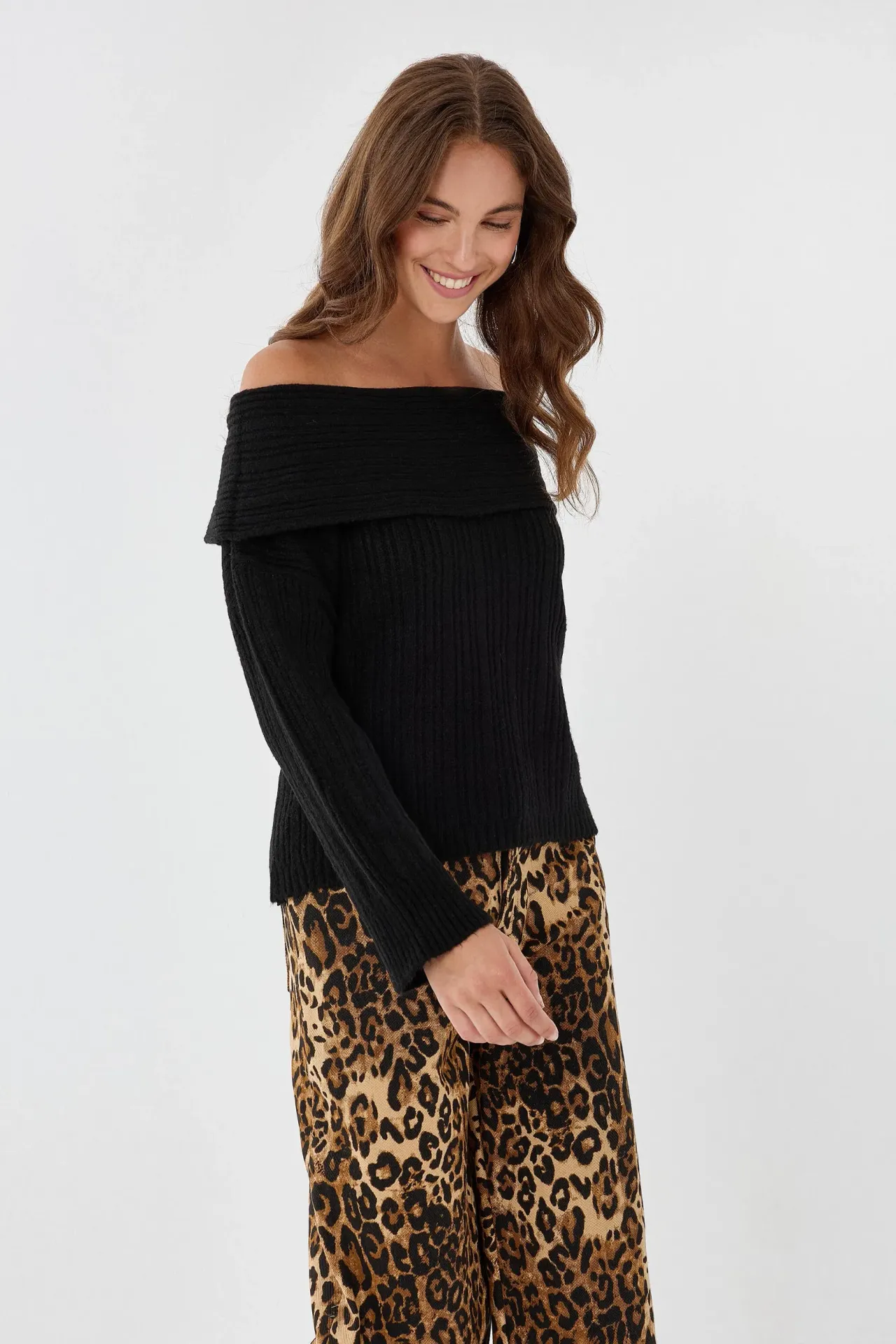 Carmen Collar Off Shoulder Sweater