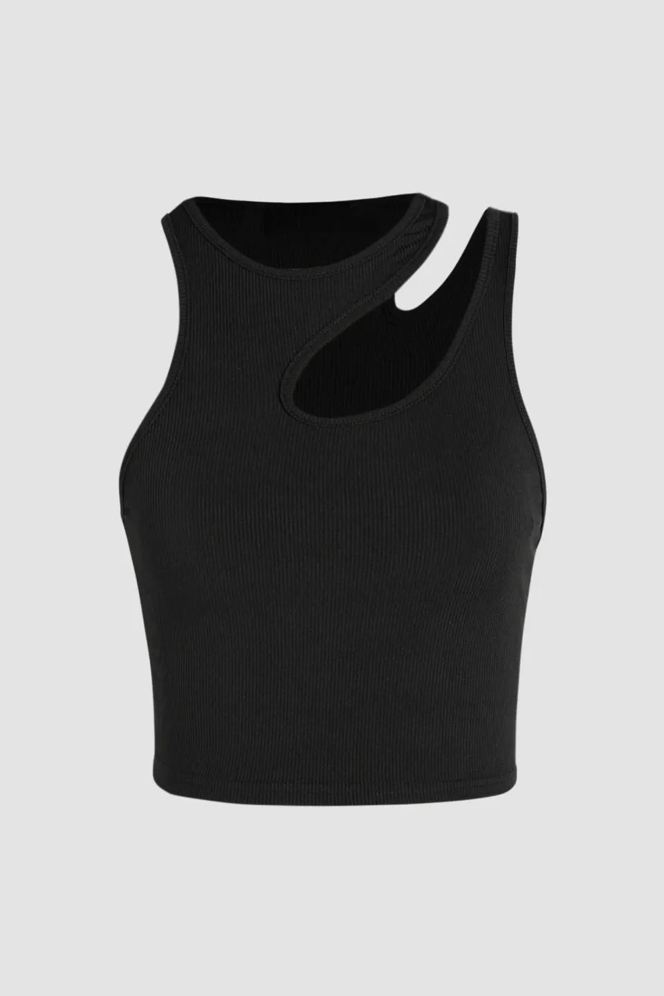 Asymmetrical Collar Crop Top