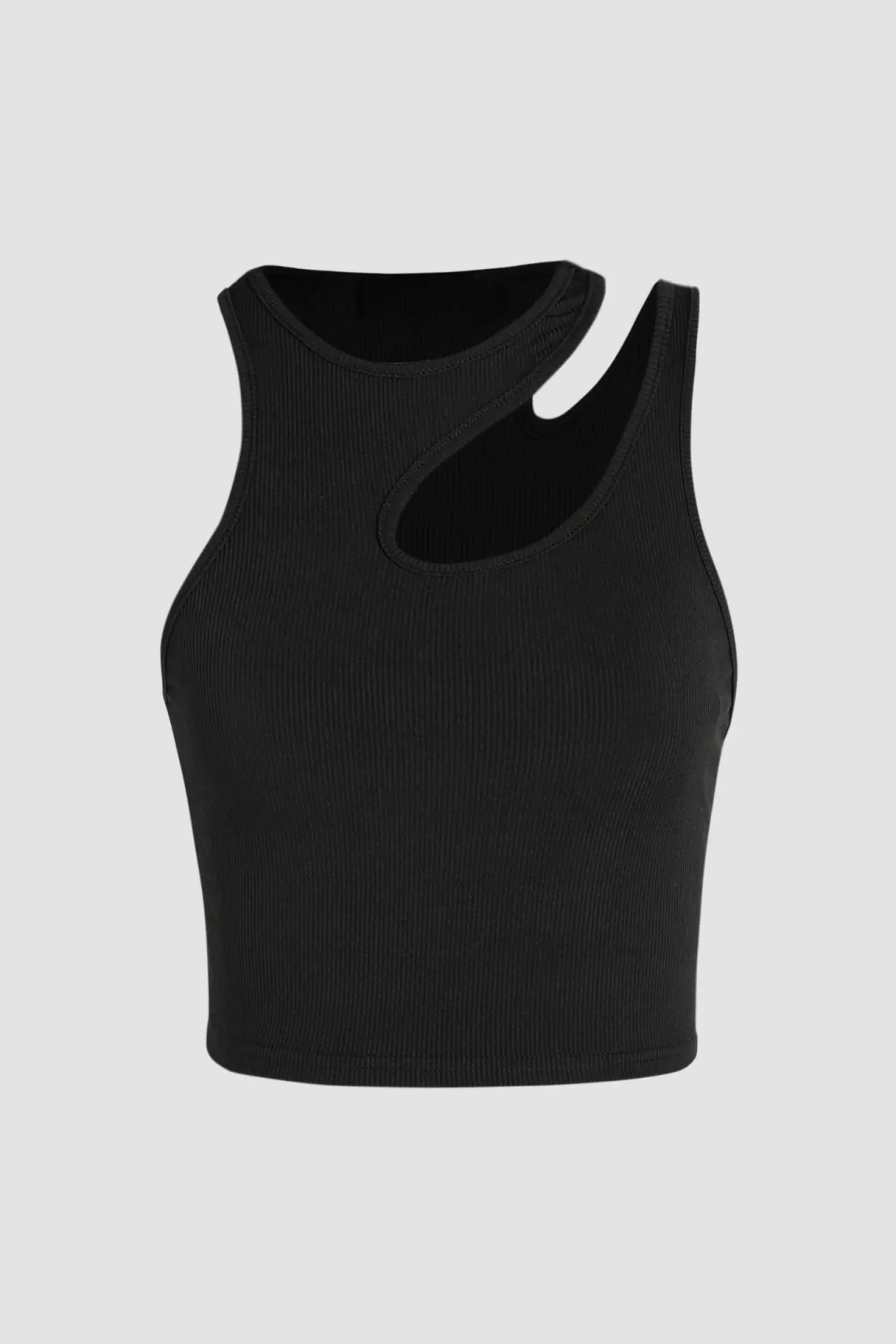 Asymmetrical Collar Crop Top