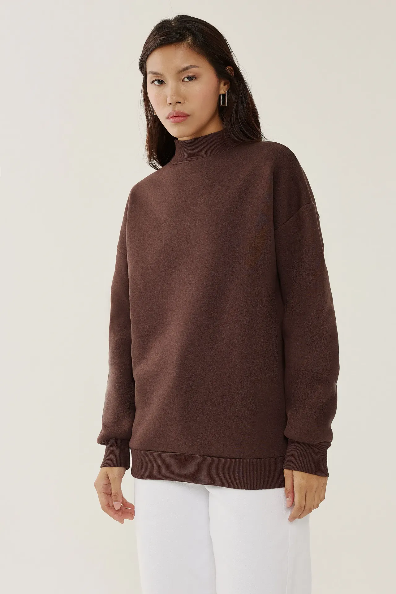 Oversized High-Neck Sweatshirt