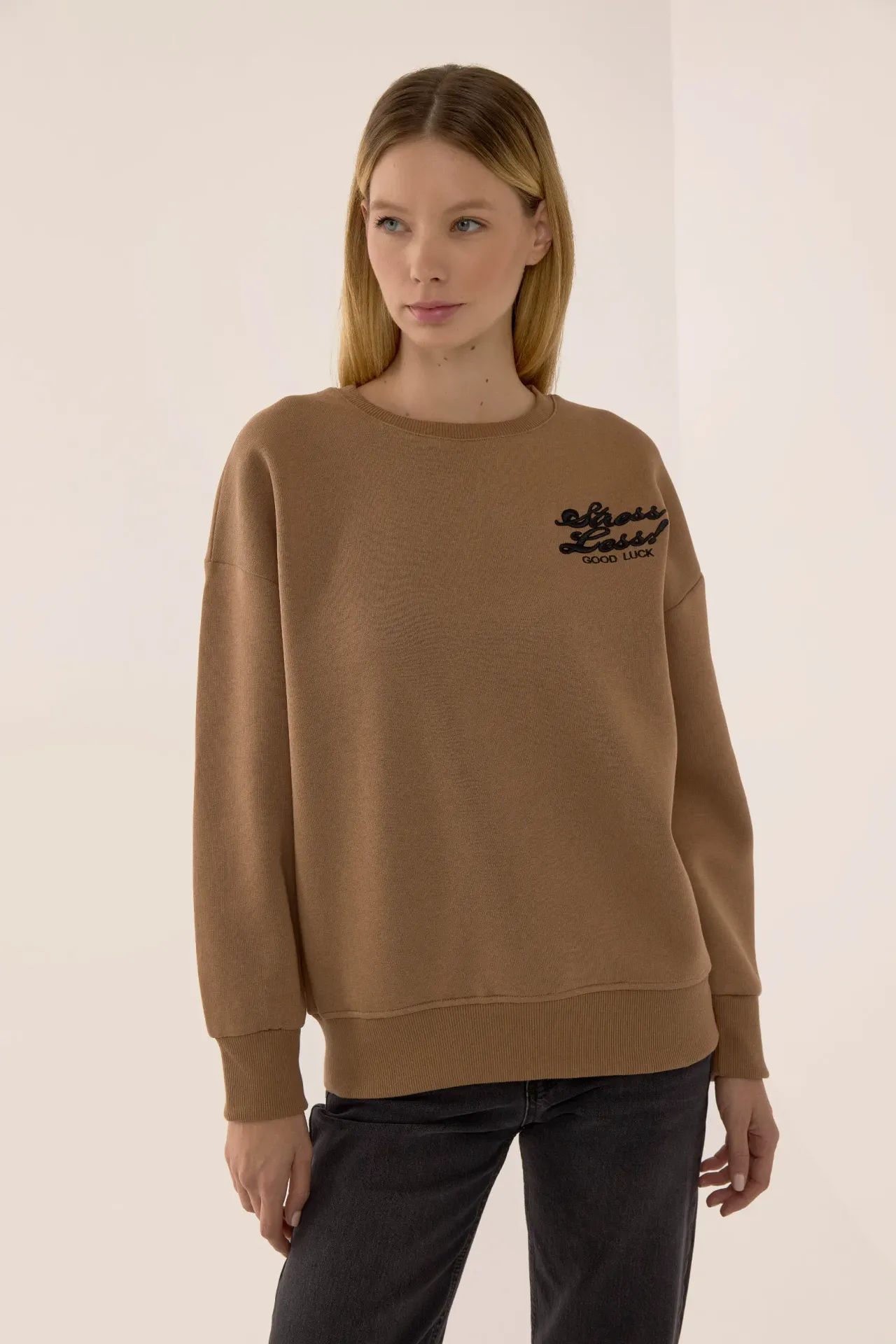 Comfort Fit Slogan Sweatshirt