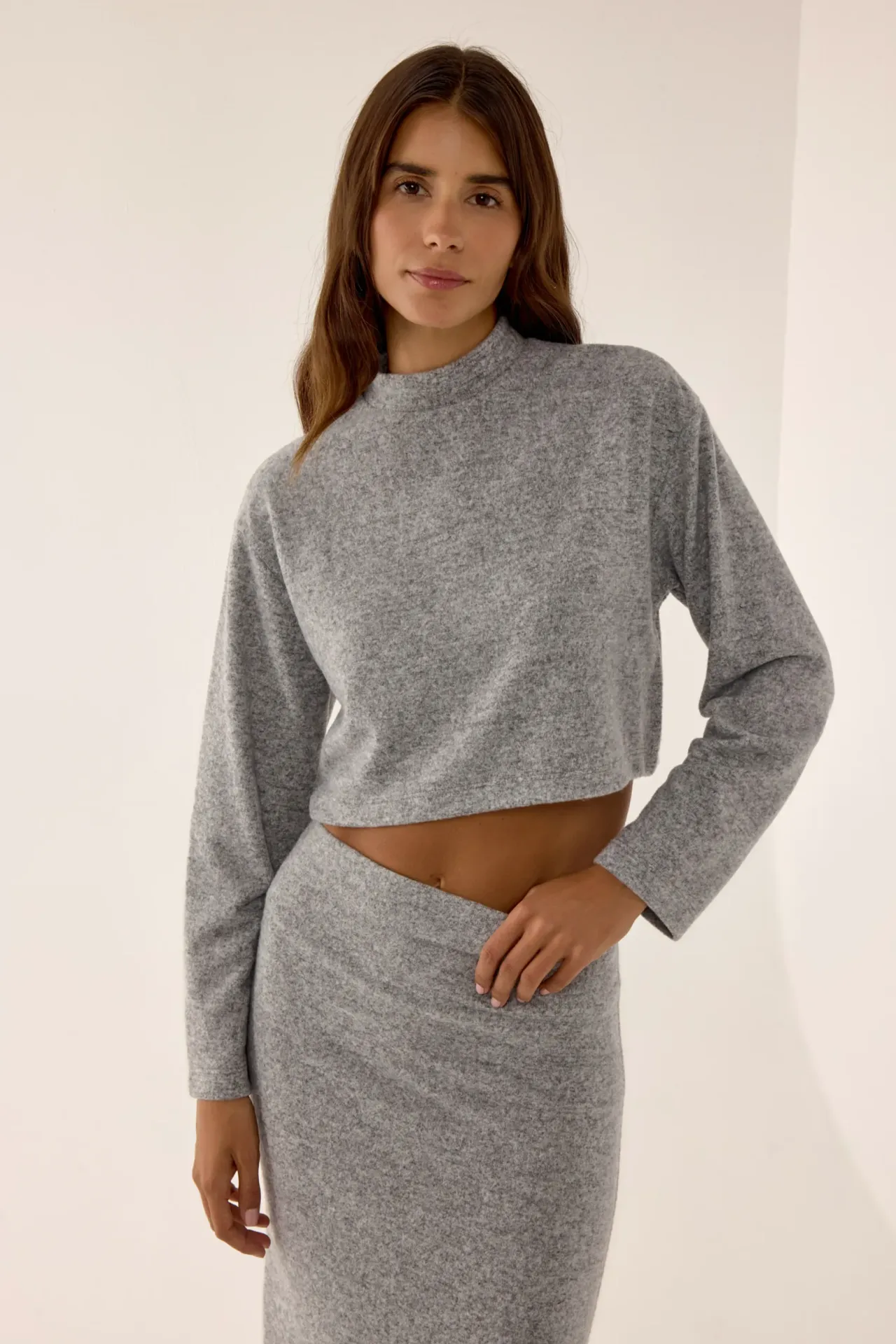 Relaxed Fit Half Turtleneck Crop Blouse