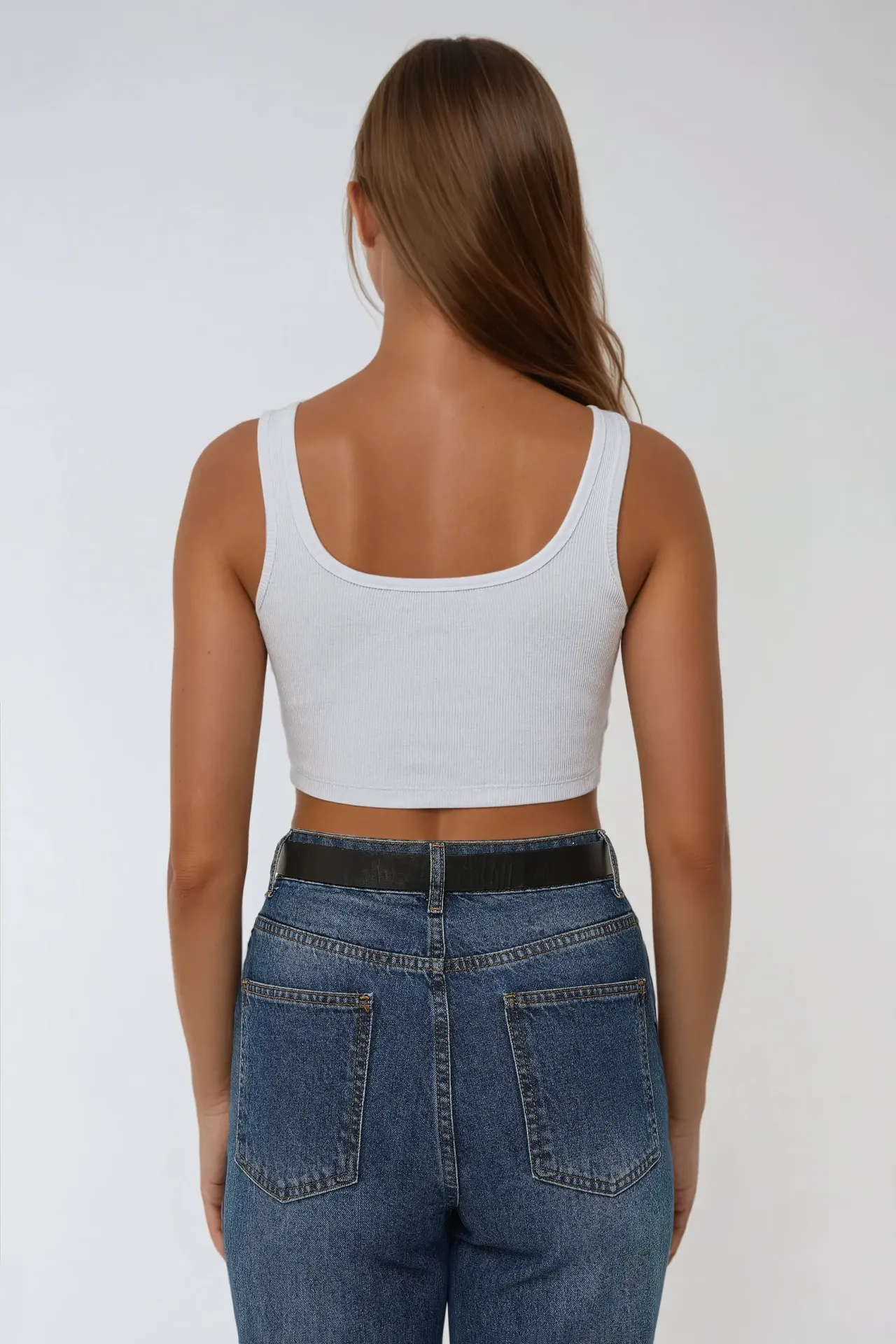 Fitted Crew Neck Cropped Tank Top