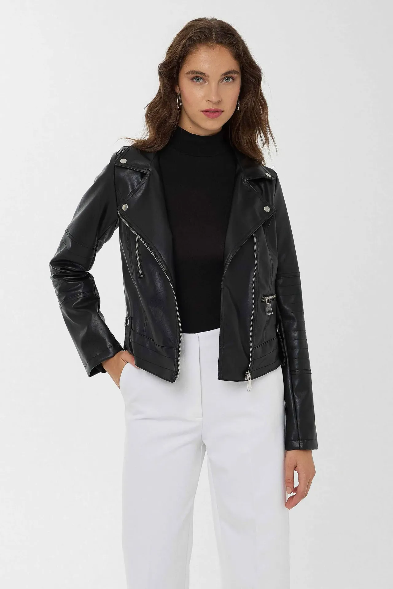 Faux Leather Biker Jacket